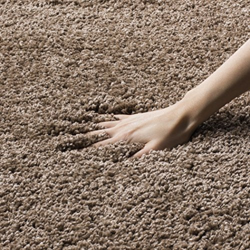 SAFAVIEH Milan Shag Collection Area Rug - 3' x 5', Dark Beige, Solid Design, Non-Shedding & Easy to Clean, Plush Thick Pile, Ideal for Living Room, Bedroom (SG180-1414)