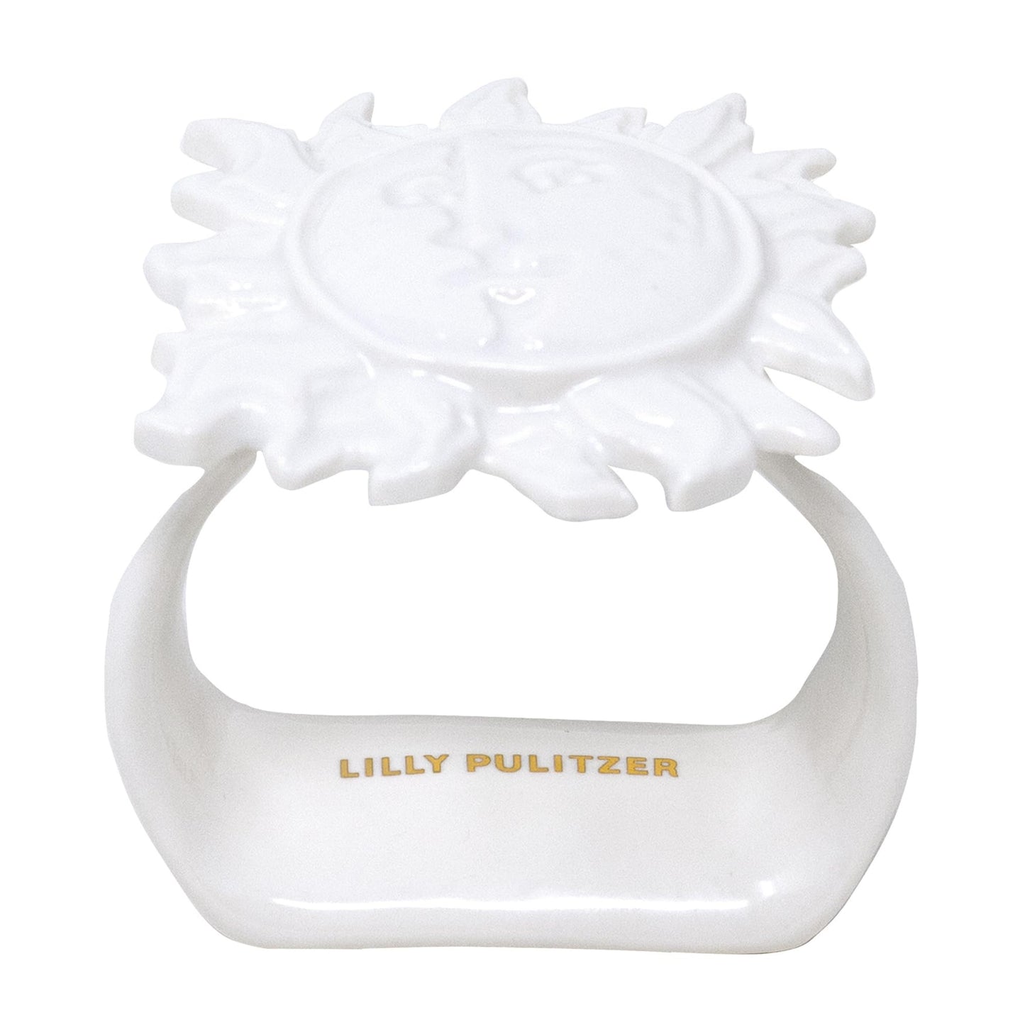 Lilly Pulitzer Ceramic Napkin Ring Set of 4, Sun Table Setting Accessories, Coastal White Napkin Holder Rings (Sun Tiles Home)