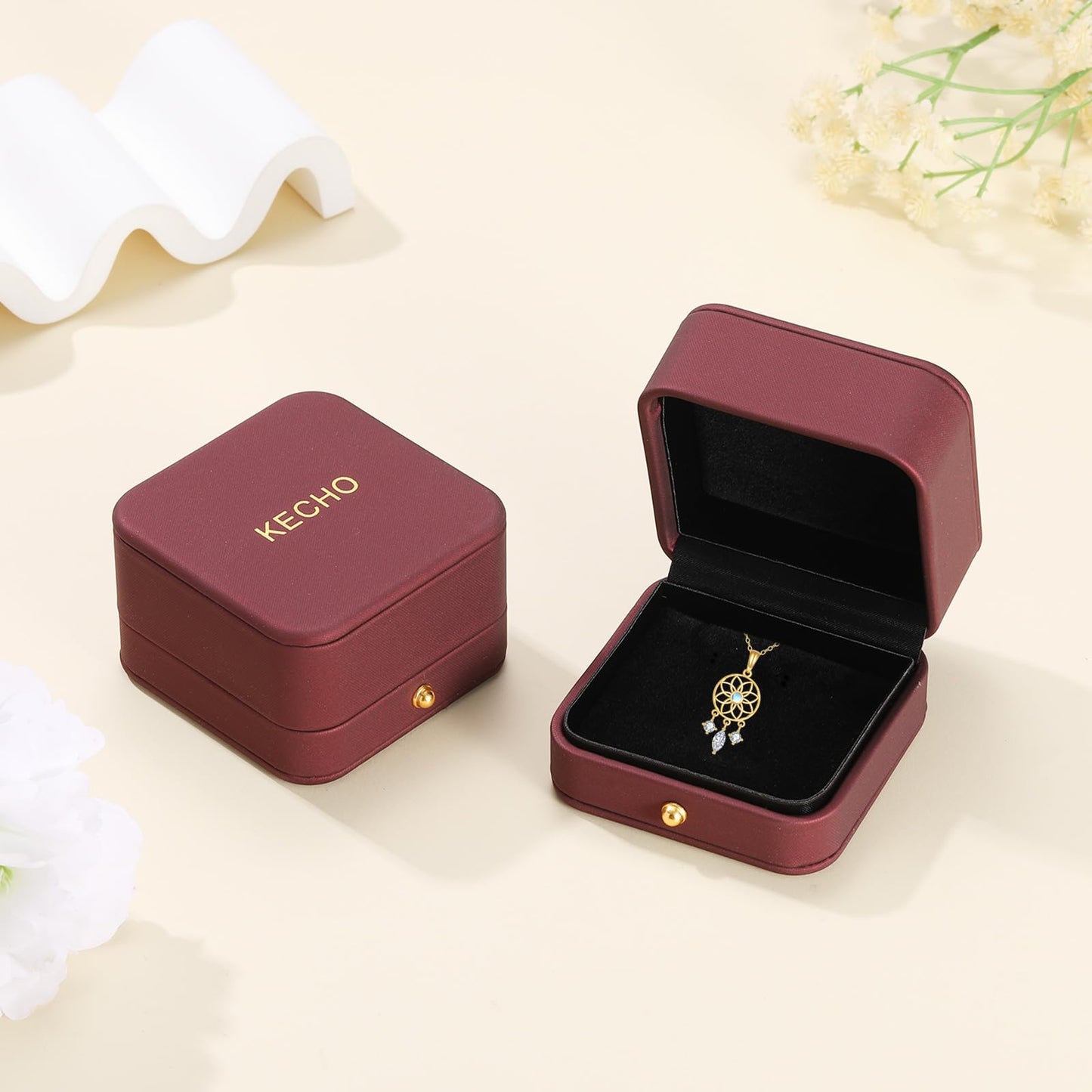 KECHO 14k Gold Dream Catcher Necklace Yellow Gold Dream Catcher Pendant Birthday Gifts for Women Jewelry Gifts for Her