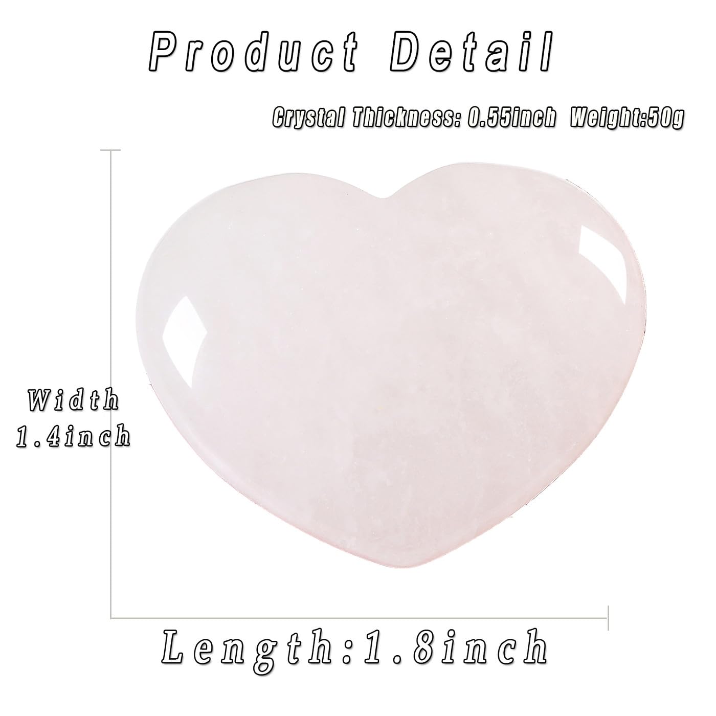 MAIBAOTA 45 mm Clear Quartz Crystal Stones Heart Love Crystal Valentines Gifts for Herfriend Wife Palm Stone Reiki Crystal Gemstone Worry Stones for Anxiety