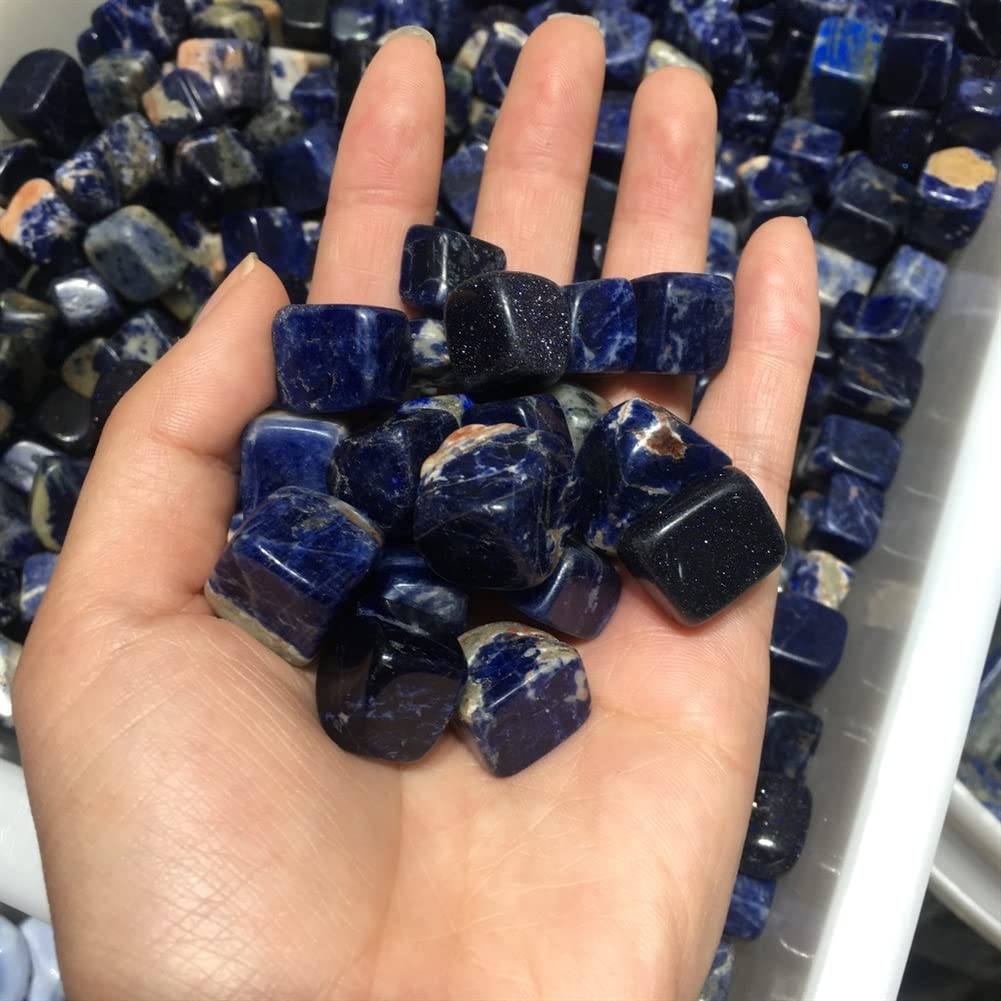 WGPHDW Meditation Home Decor, Natural Oval Cabochon Blue-Veins Stone Blue-Veins Gem Stone for Jewelry Gifts,Natural Crystal (Size : 200g)