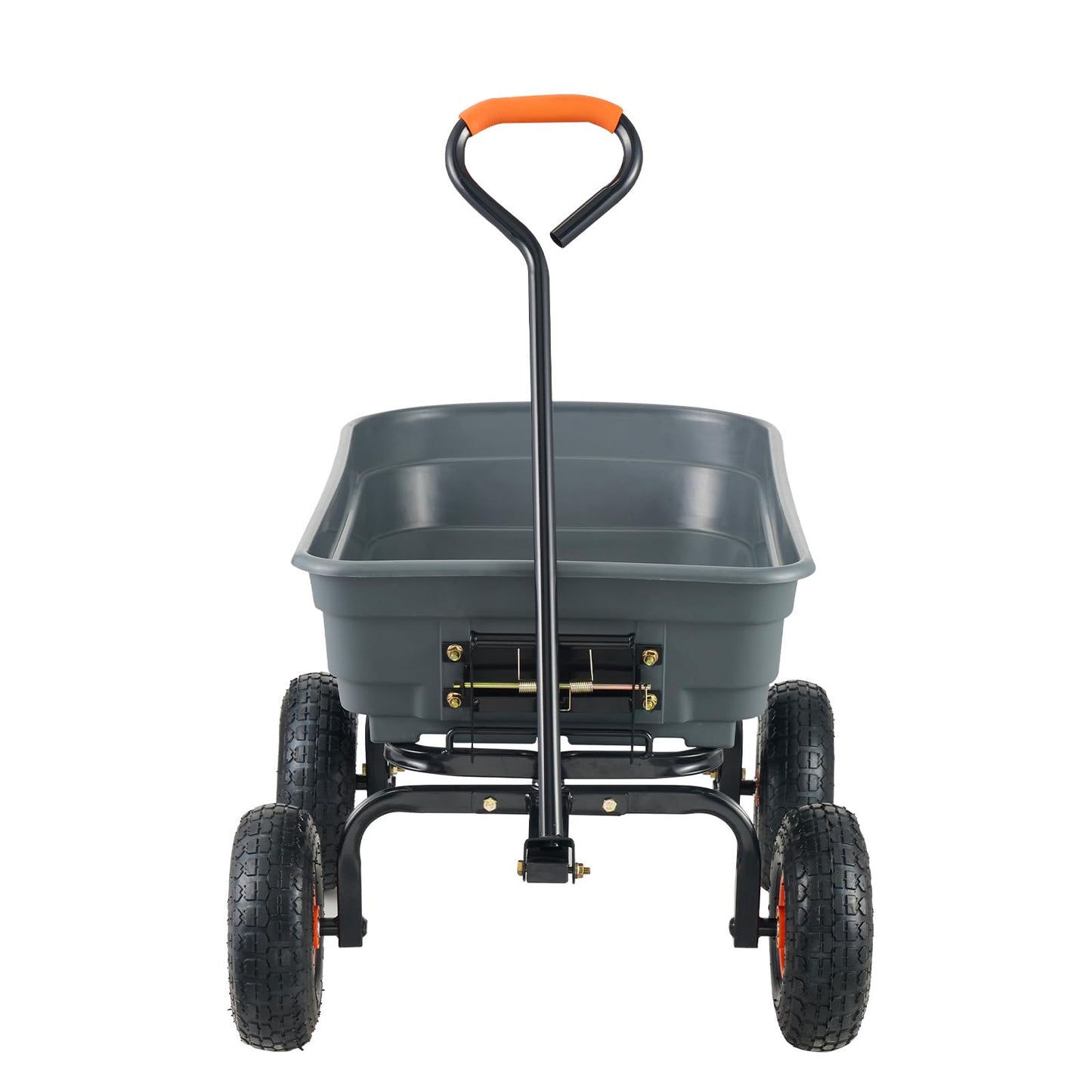 VEVOR 4 Cu.Ft. 600lbs Poly Garden Dump Cart, Heavy Duty 4 Wheel Wheelbarrow Yard Cart Dump Wagon with 10in All Terrain Wheels, Steel Frame and Quick Release System