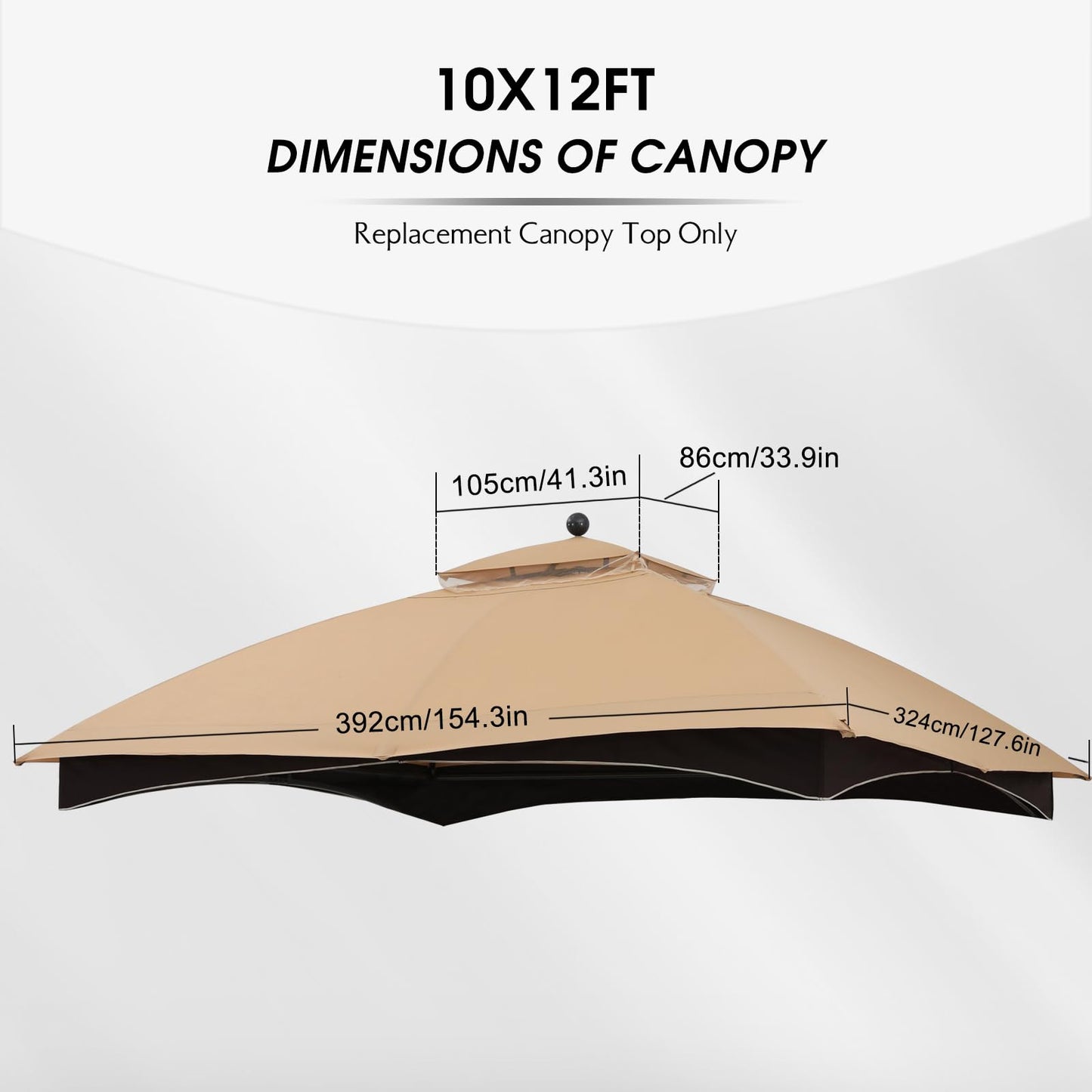 MASTERCANOPY Replacement Canopy Top for Lowe's Allen Roth 10x12 Gazebo #GF-12S004B-1 (Beige,Polyester)