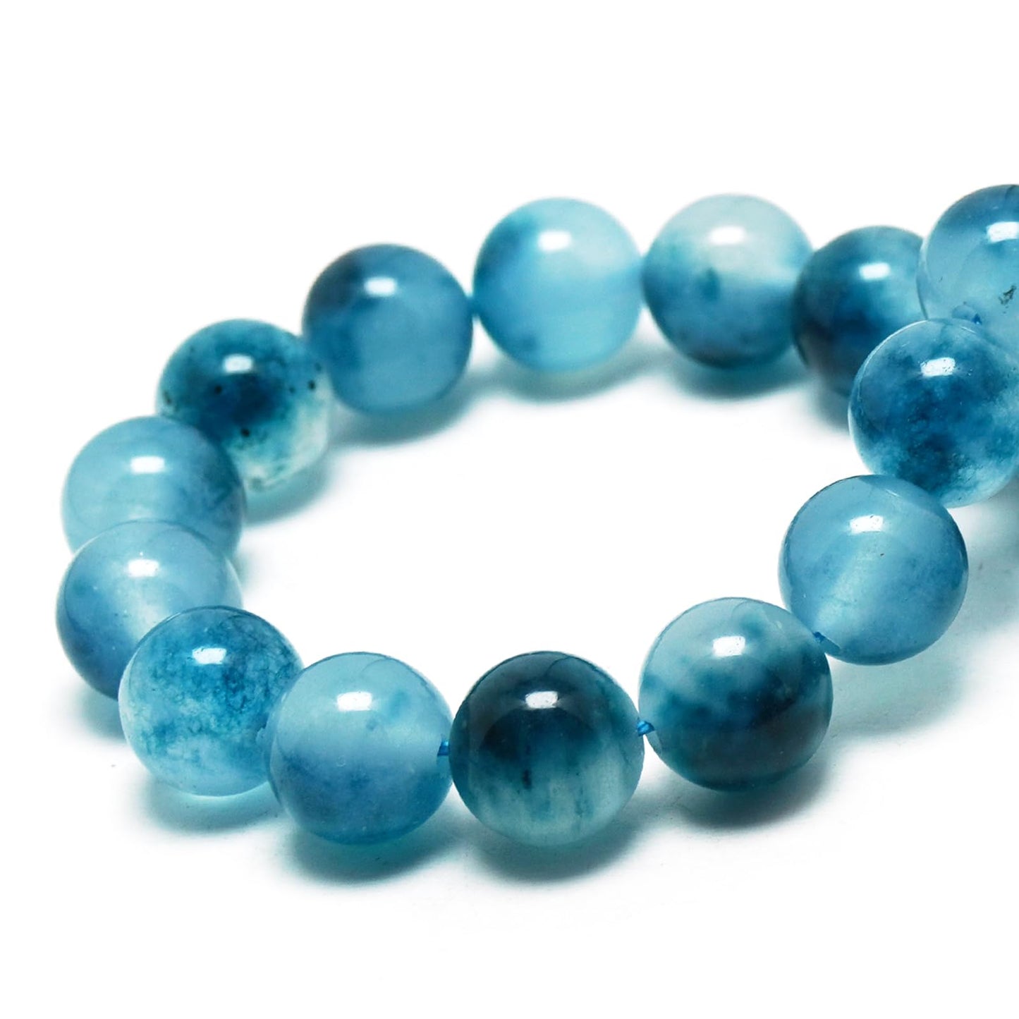 DIQIO Jade Stone Beads for Jewelry Making - 6mm Gemstone Round Loose Beads for Bracelets(58-60pcs, Blue Cloudy Jade)