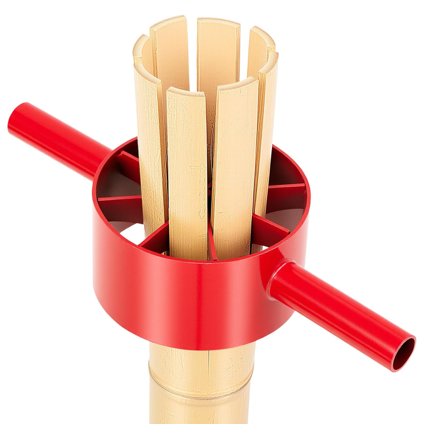 Lanties Bamboo Splitter 5.5 Inch Bamboo Split Steel Manual Dividing Splitting Tool with Both Side Handle Blade for Farm Backyard Workplace, Easy to Use, Red(8 Cut)