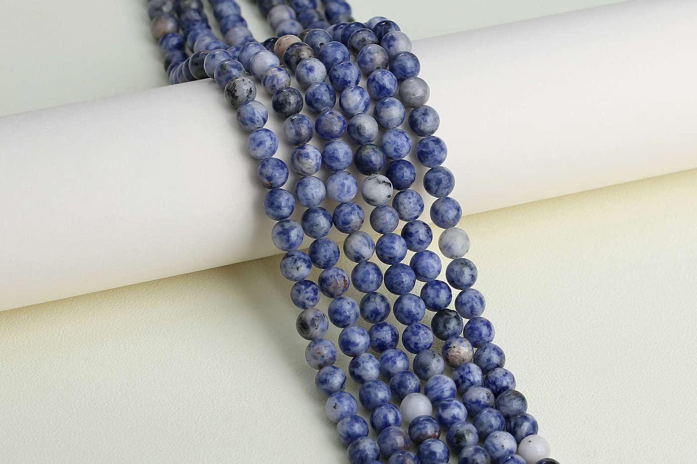 LAIDANLA Blue Spot Jasper 8mm Natural Stone Beads Round Loose Gemstone for DIY Bracelet Necklace Earrings Jewelry Making Polishing Genuine Real Stone Beading 96PCS 2 Strand 32"