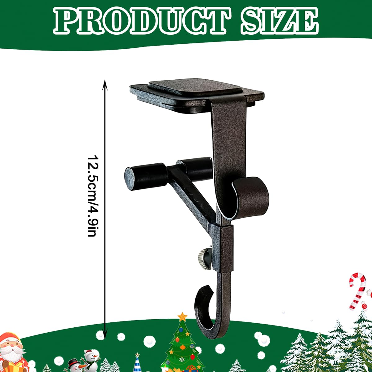 ATRGDUE ATRGDUEFireplace Stocking and Garland Hanger with Two Hooks,Adjustable Mantle Holder- Hold Christmas Decoration and Hang Garland-No Drill,Durable Wrought Iron Holds Up to 20 lbs (3Pcs,Black)