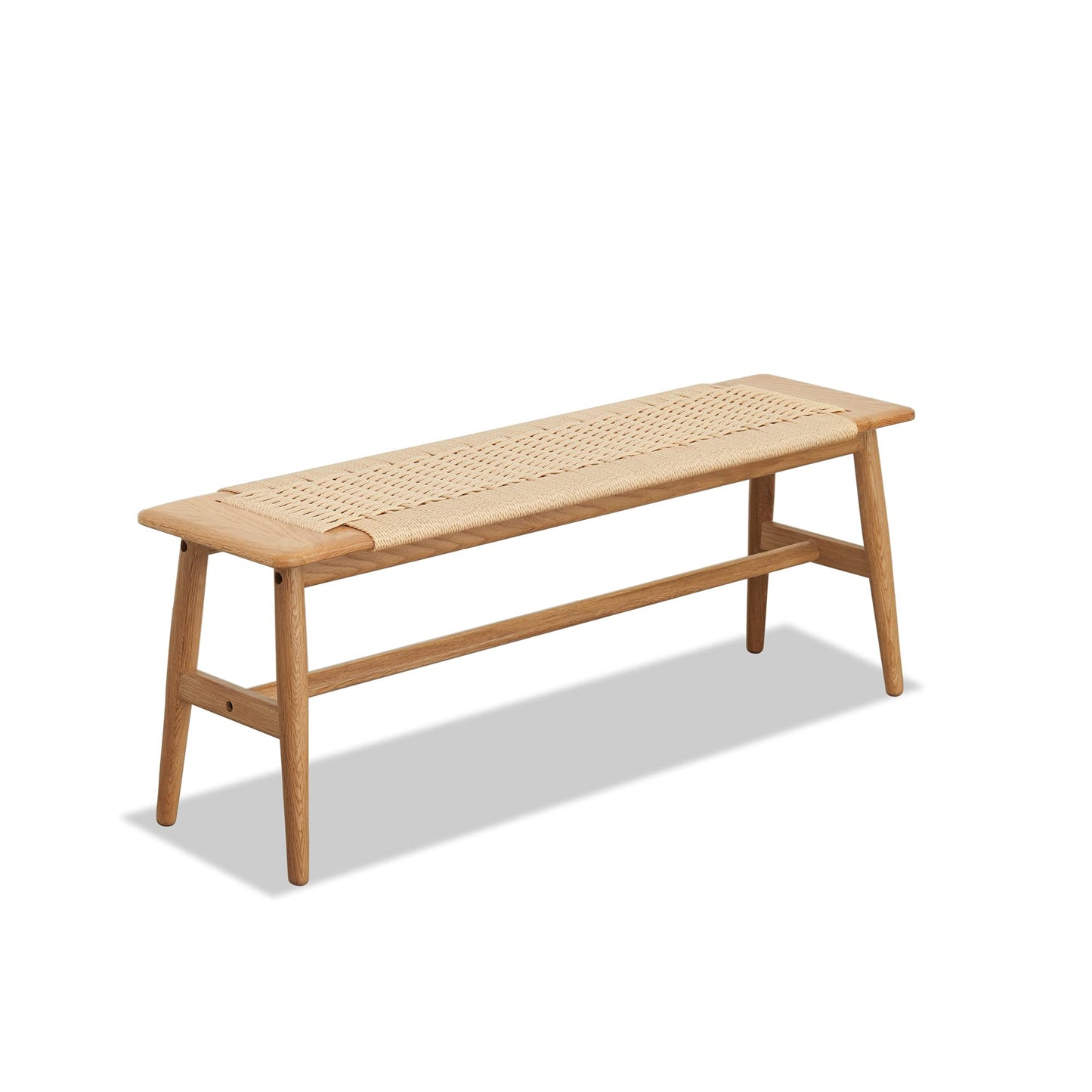HomSof Woven Design Natural Oak Wood Bed Bench for Dining Room, Brown 31.5" 1