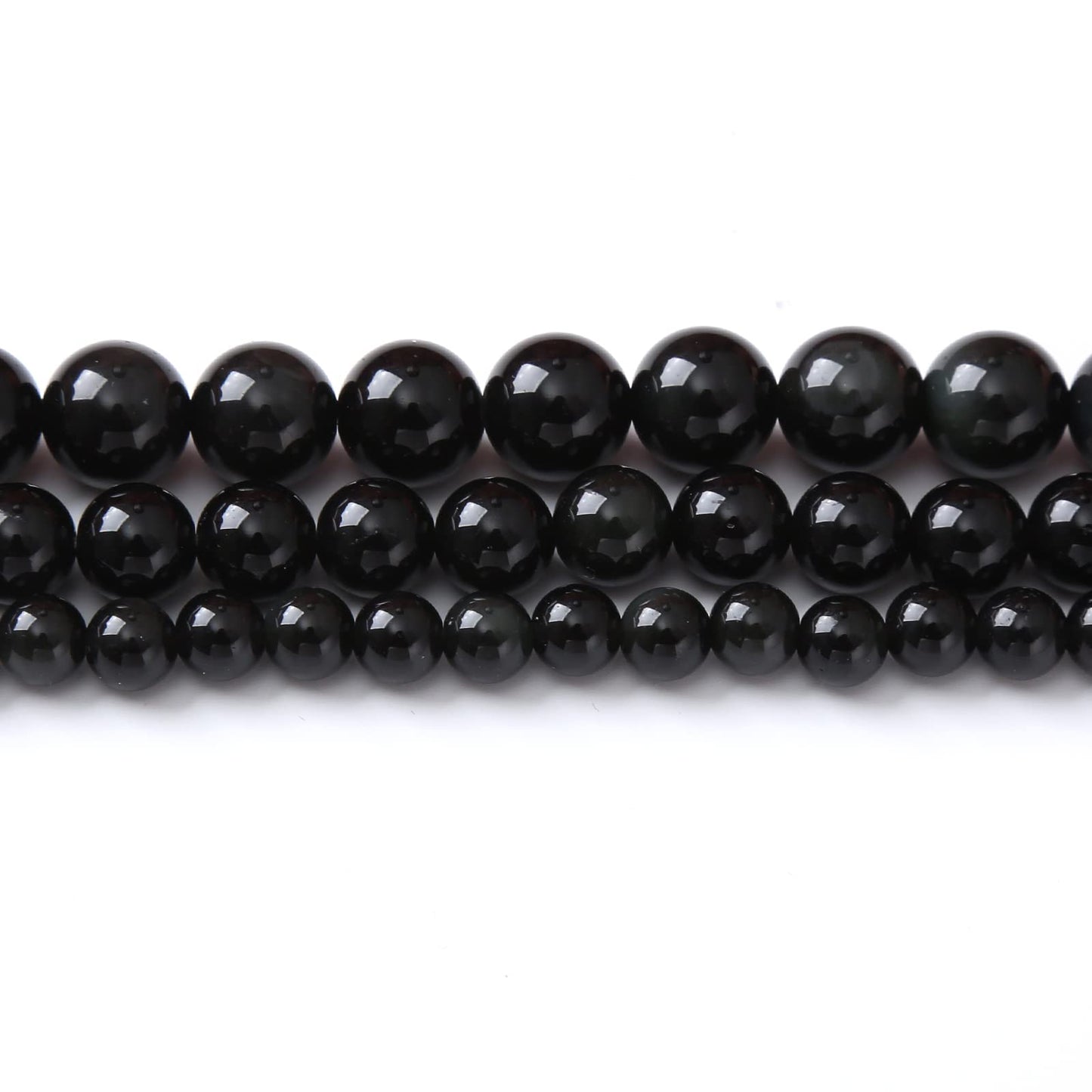 10MM Black Obsidian Round Loose Beads Natural Gem Beads Crystal Energy Stone Beads for Jewelry Making DIY Bracelet Necklace