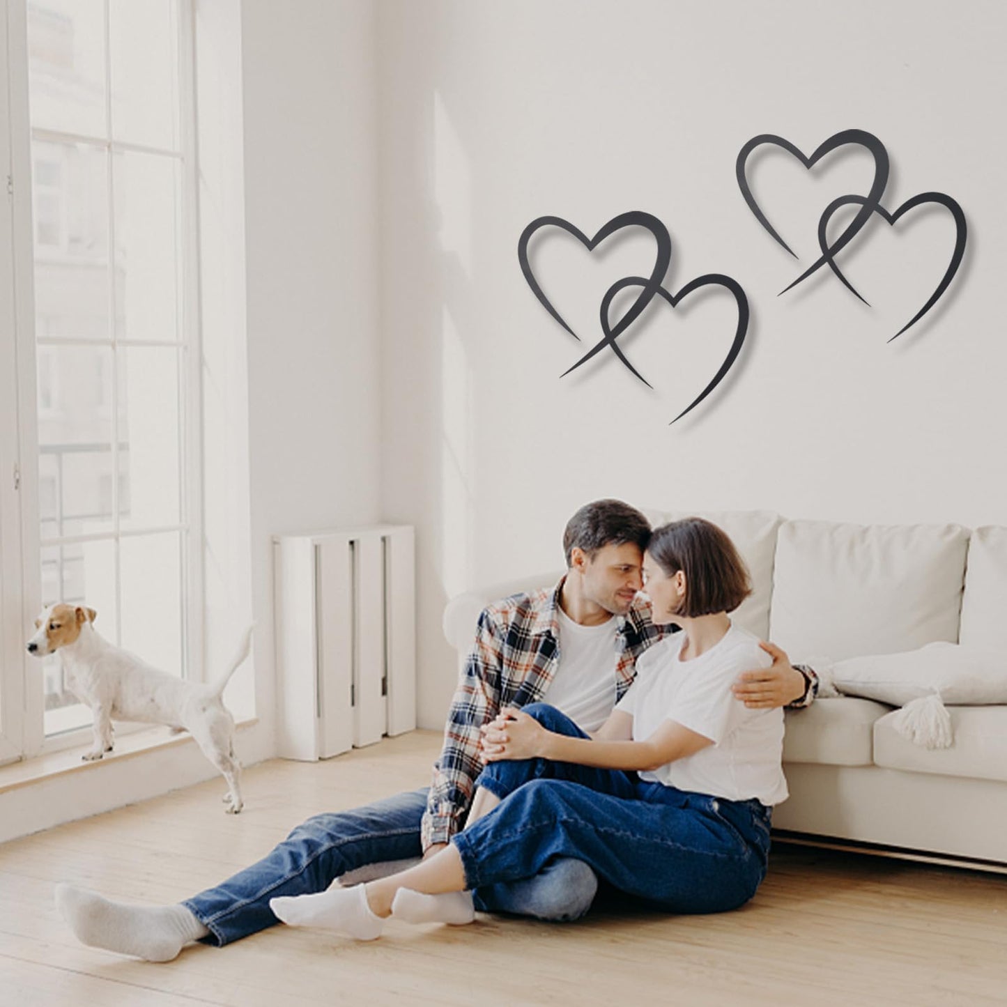 OYEFLY Infinity Heart Metal Wall Decor,Infinity Heart Wall Decor for Room Living,Wedding Decor (Black, style3 11.4 x 10.7in)