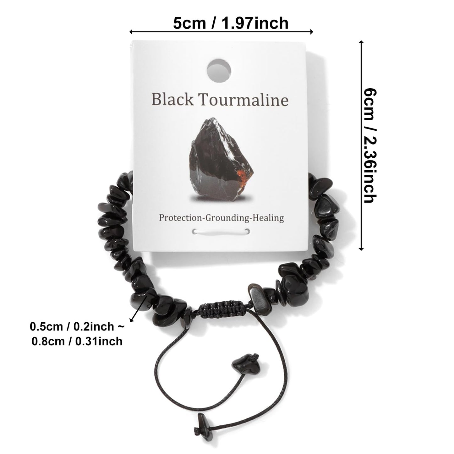 Woven Adjustable Irregular Beaded Tourmaline Bracelet For Women Men-Black Obsidian Chakra Bracelets Healing Crystals Relieve Anxiety Bracelets for Valentines Day Mother's Day Christmas Birthday Gifts