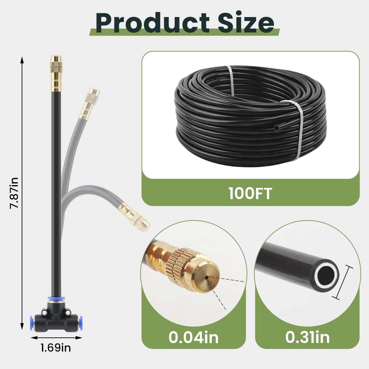 100FT Automatic Drip Irrigation Kits with Water Timer - Garden Watering System with 360° Bendable Spray Adjustable Copper Atomizing Nozzles for Yard, Lawn, Raised Bed, Greenhouse, Potted Plants