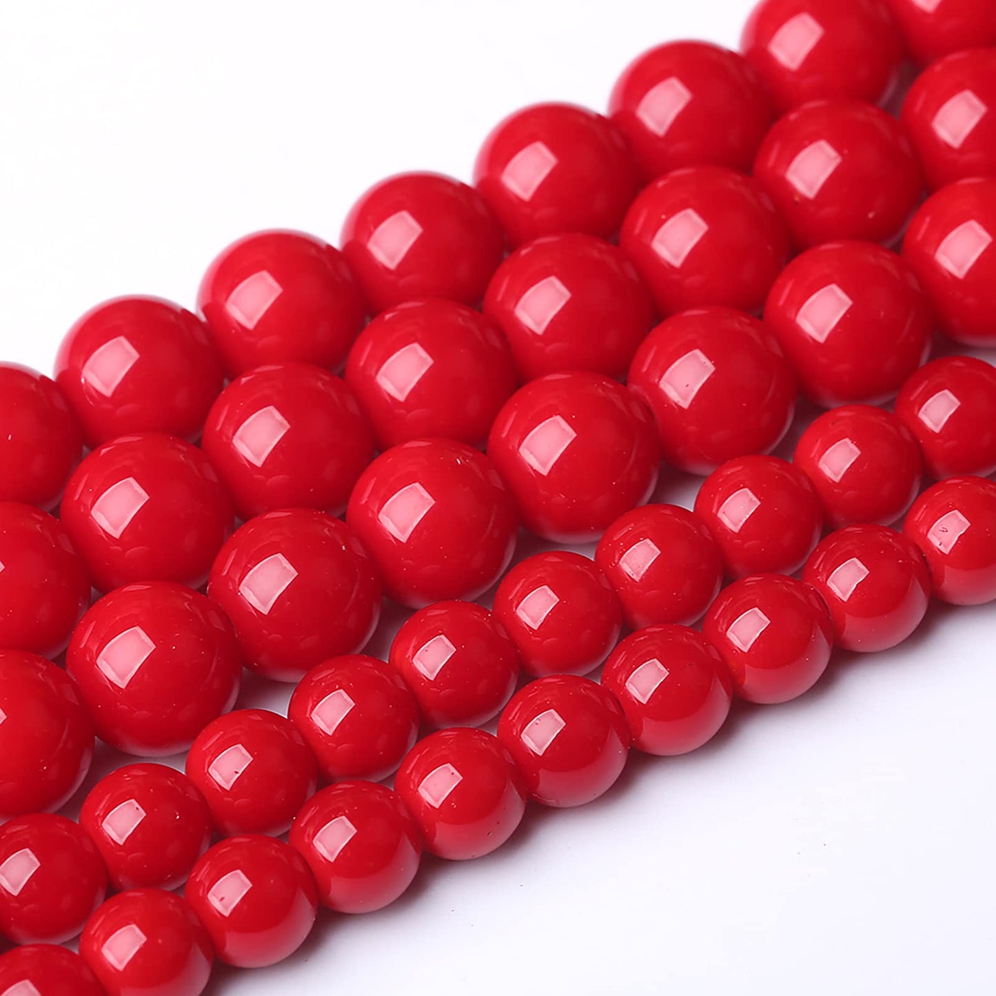 10MM 32pcs Red Glass Beads for Jewelry Making Round Loose Spacer Crystal Energy Healing Power Stone Beads DIY Bracelet Necklace Accessories (Red Glass, 10mm)