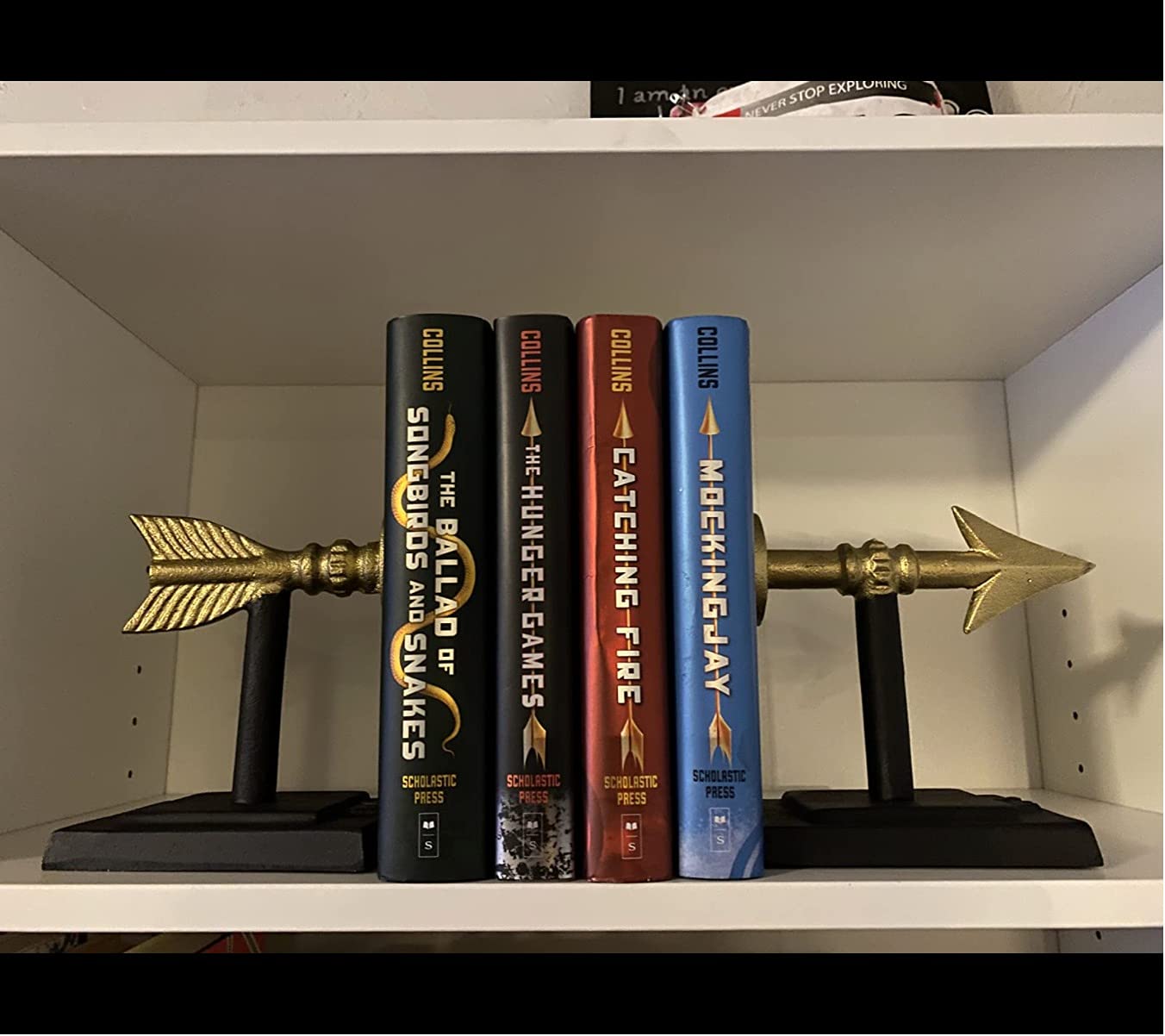 Large Gold Arrow Metal Bookends | Heavy, Decorative, Farmhouse, & Unique for The Bookshelf by Wallcharmers