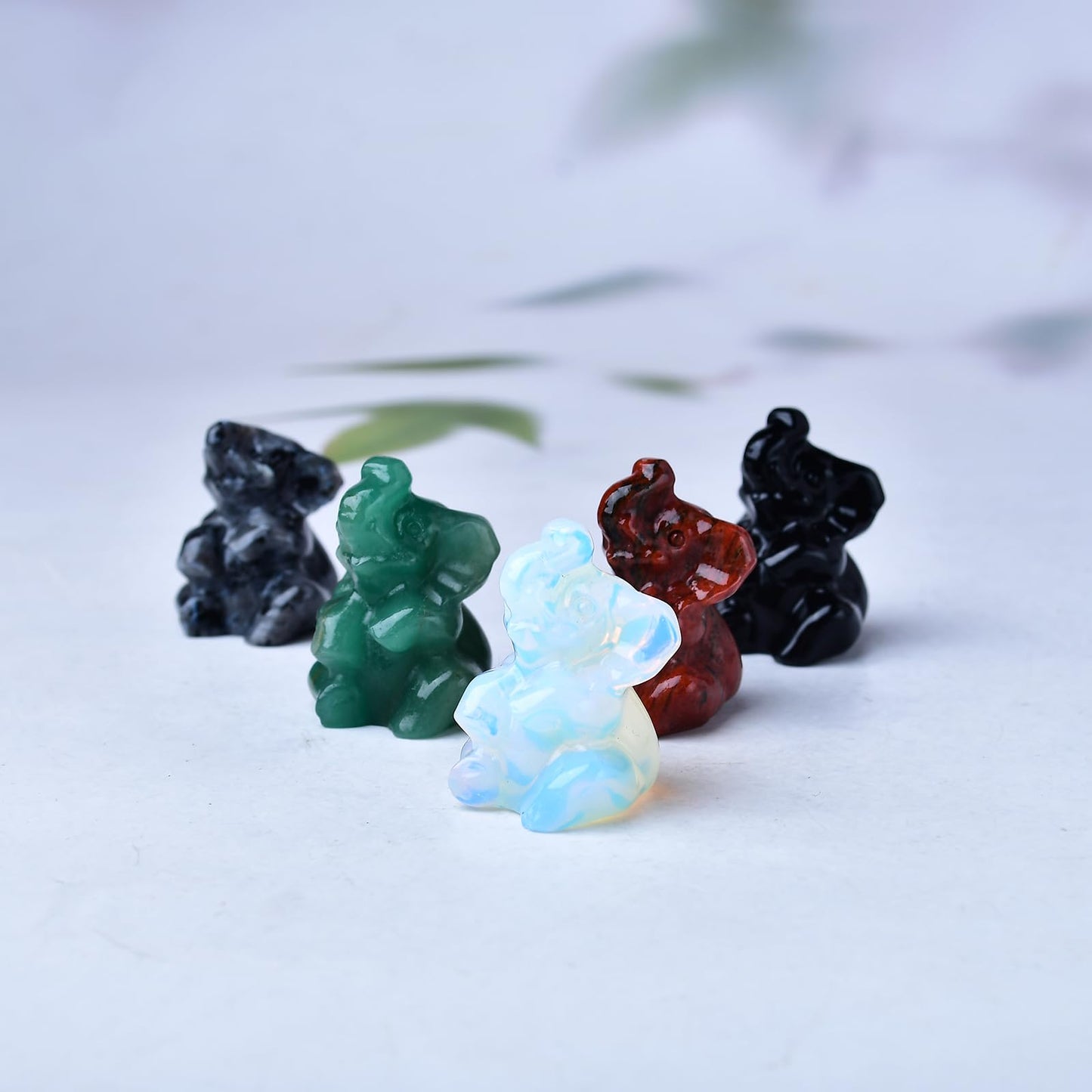 WUYOUSHI Shimmer Stone Elephant Decor Figurine Crystals and Healing Stones Elephant Statue Polished Pocket Gemstones Bedroom Office Desk Home Decoration A Lucky Decoration