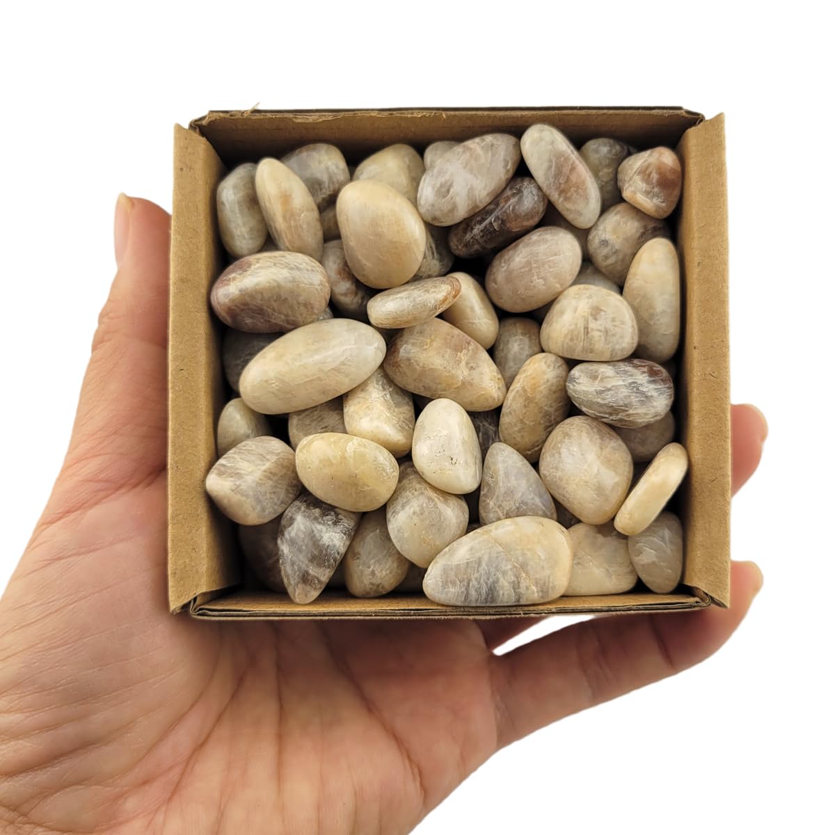 1,000 Carats Cream Moonstone Handpicked Tumbled Stones Crystals 0.4''-0.6'' Chips Bulk Pocket Stones for Healing, Reiki, Meditation, Witchcraft and Home Decorations (Cream Moonstone)