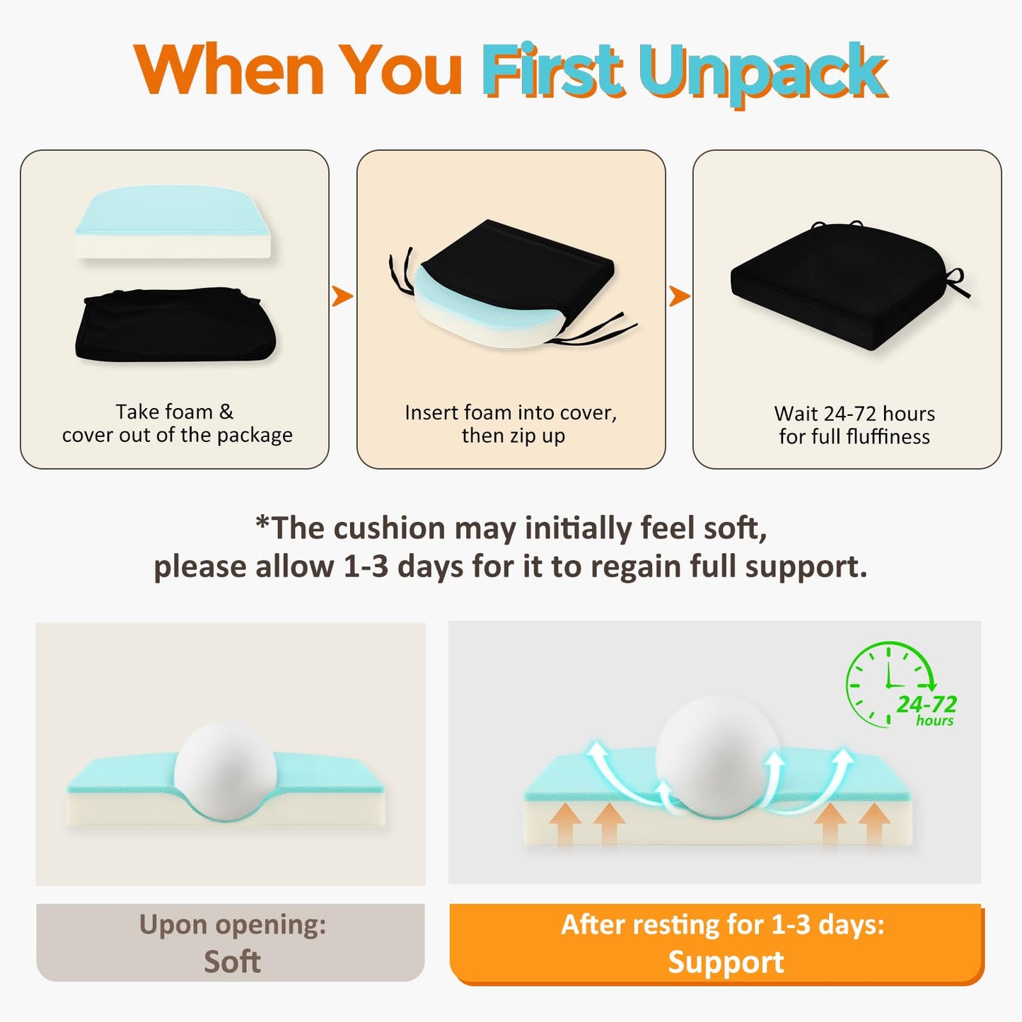 downluxe Chair Cushions for Dining Chairs, Memory Foam Linen Kitchen Chair Pads with Ties, Waterproof, Stain-Resistant and Washable Cover, 17" x 16" x 2.5", Black, 6 Pack