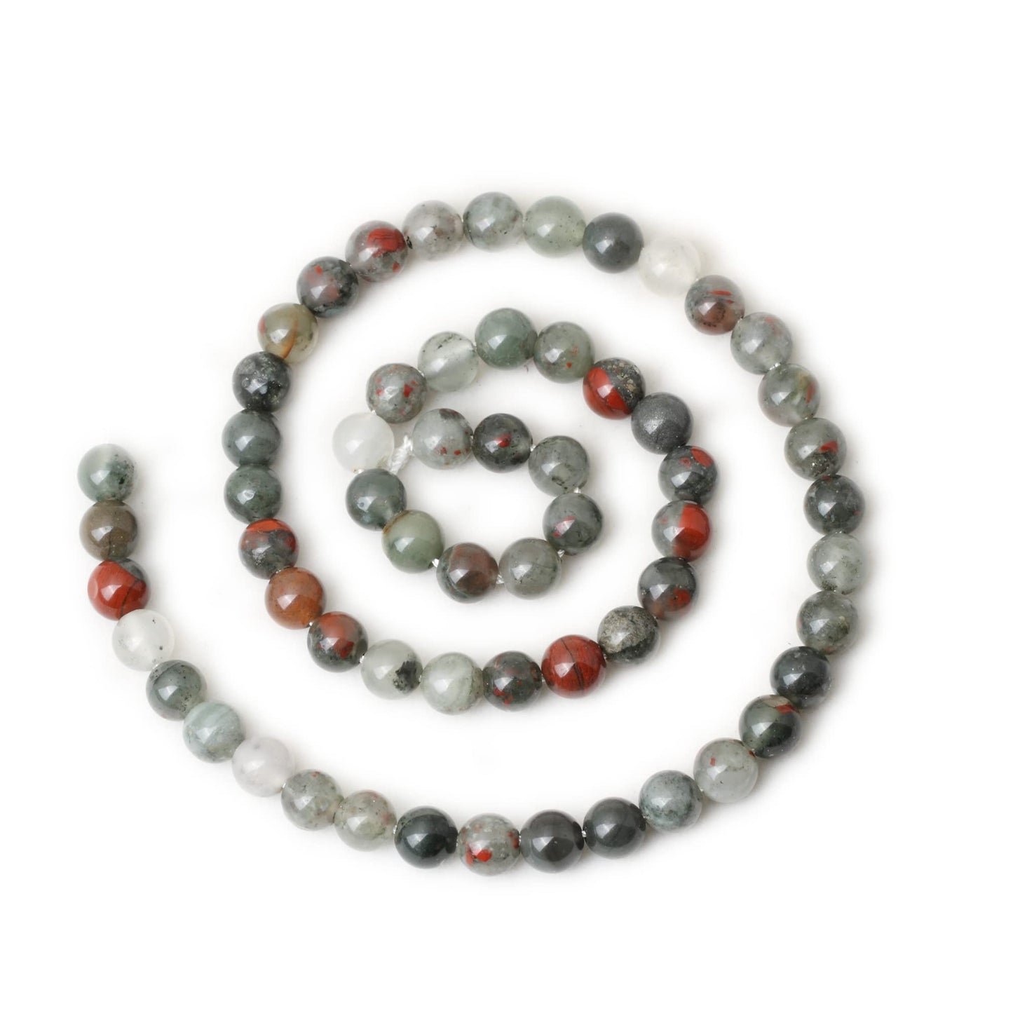 CHEAVIAN 60PCS 6mm Natural African Bloodstone Gemstone Smooth Surface Round Loose Beads for Jewelry Making 1 String 15 Inches