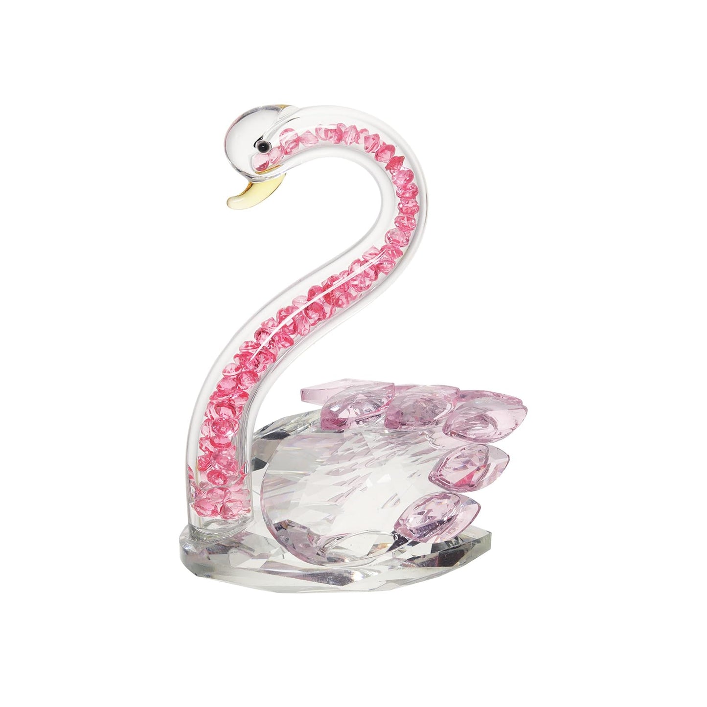 JATYFING Crystal Swan Decor Glass Figurine for Home for Wife Or Girlfriend (Pink)