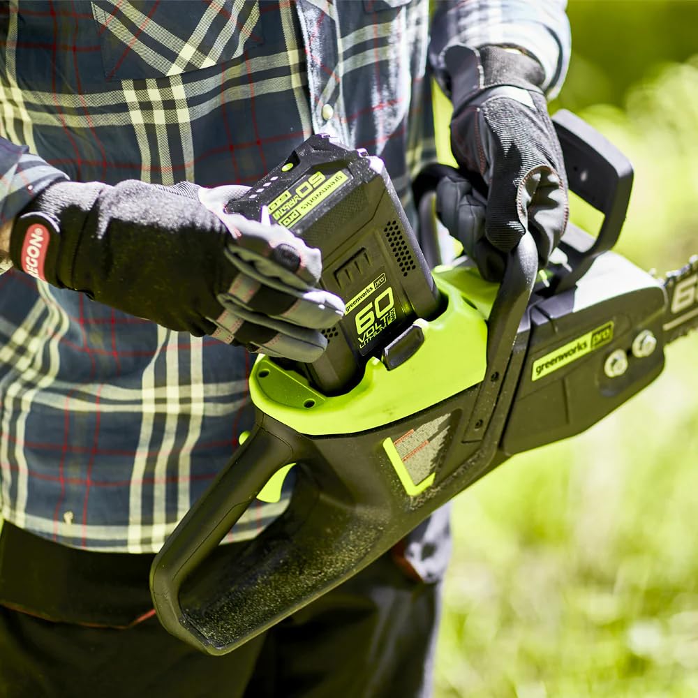 Greenworks 60V 18" Brushless Cordless Chainsaw, 4.0Ah Battery and Charger Included