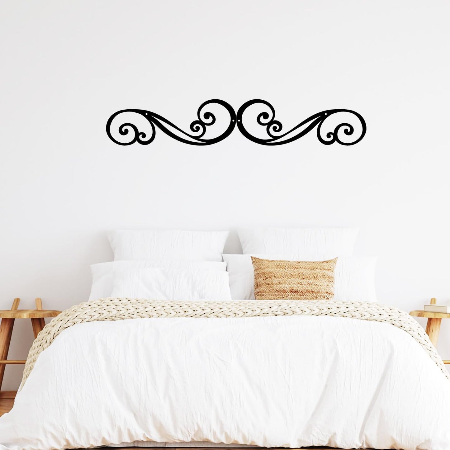 Metal Scroll Wall Art Decor Rustic Iron Wall Scroll Decorations Pair Scroll for Front Porch Above Door Hallway Entryway Living Room
