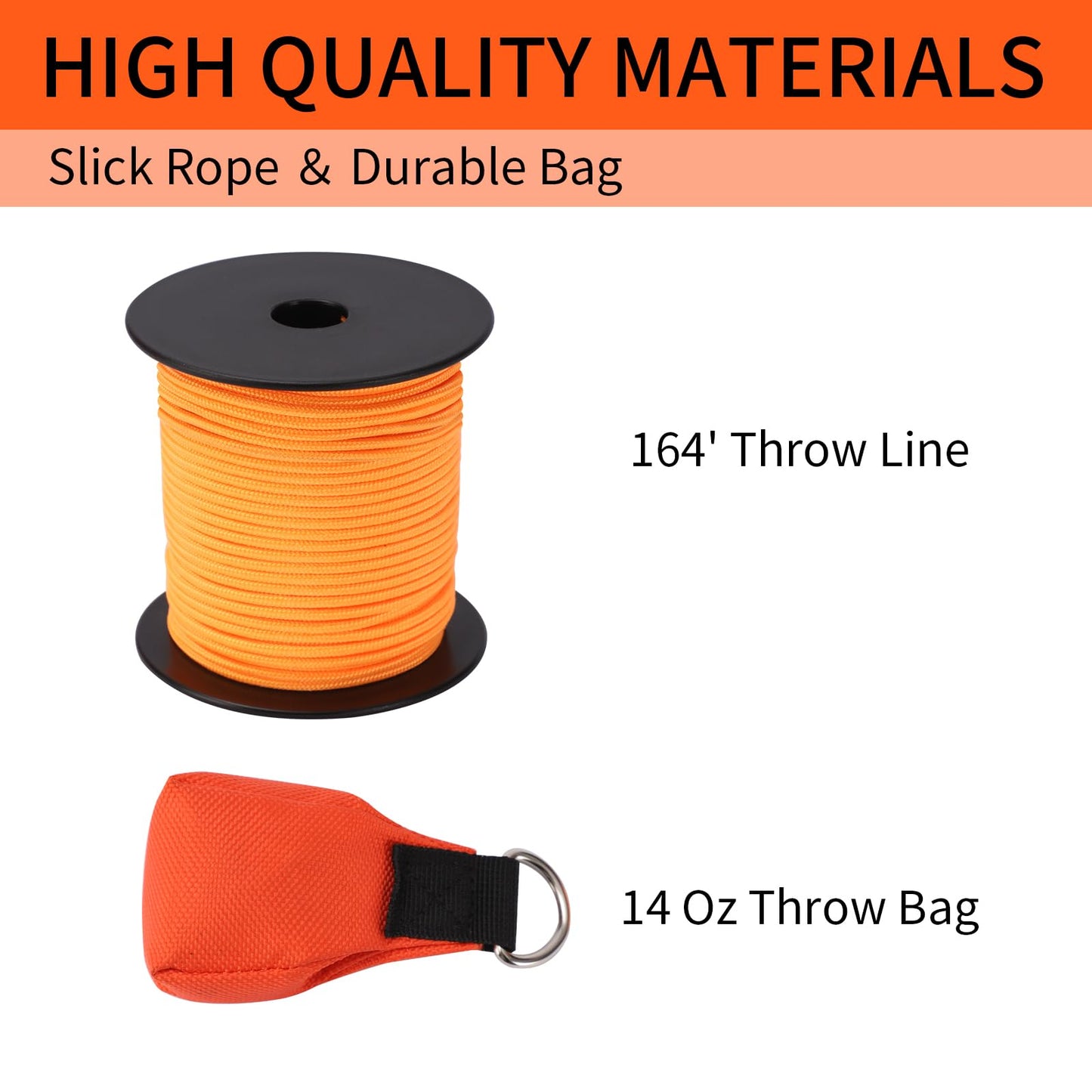 SENSILIN Arborist Throw Line Kit, Arborist Throw Weight and Line Kit, 164’ Ultra Slick Polyester Rope and 14Oz Throw Bag, Arborist Equipment Suitable for High Limb Throwing