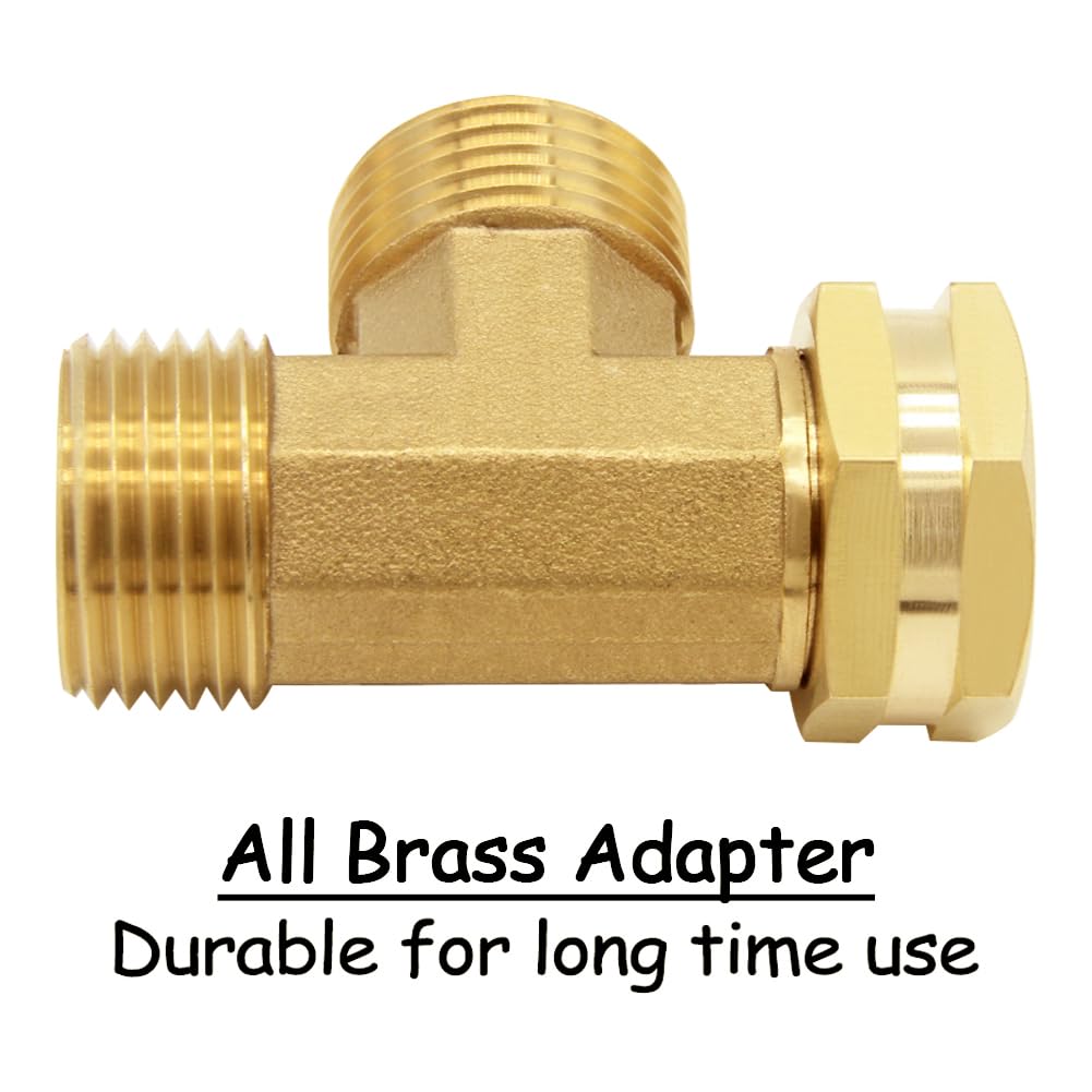 Uenede 2PCS Brass 3/4 Inch GHT Swivel Tee Pipe Fitting 3/4" GHT Male x Male x Female for Garden Hose Threaded Tube Pipe Fittings