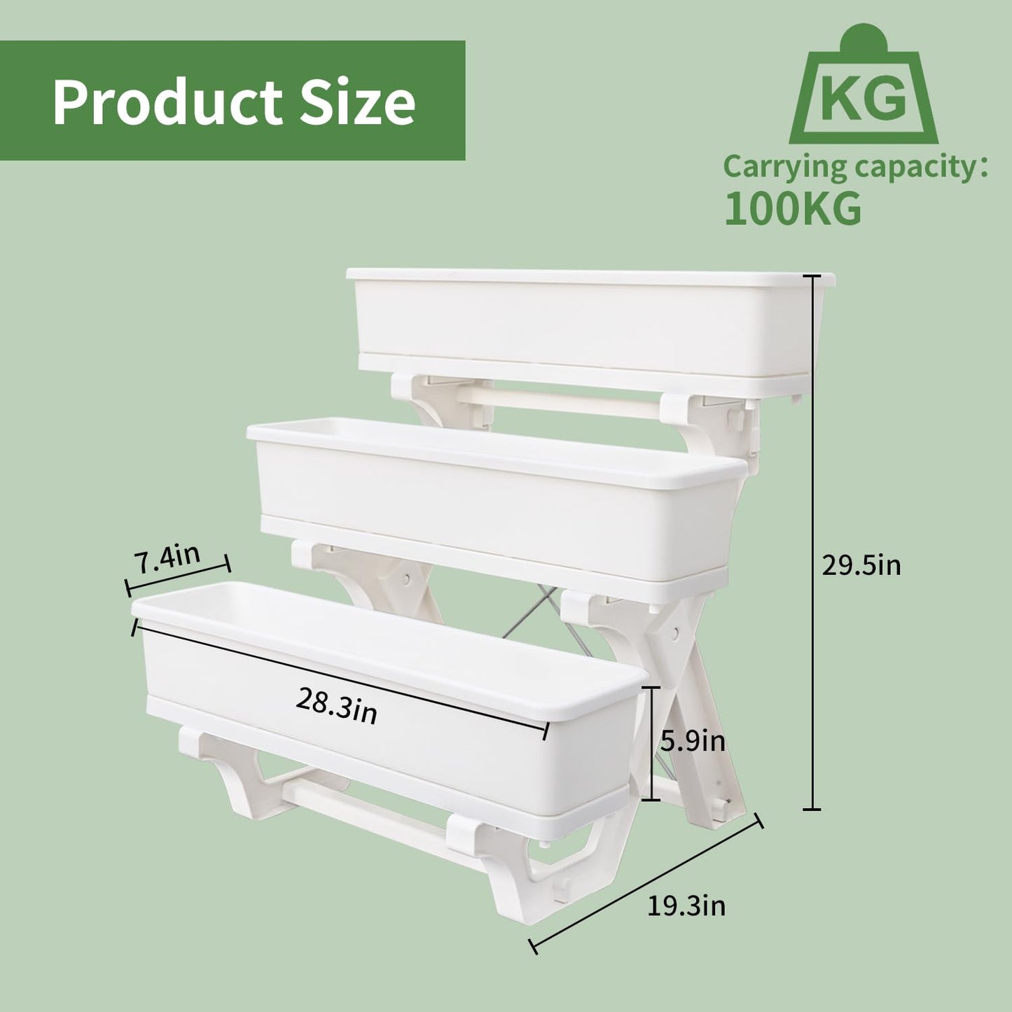 Oliz Planters for Outdoor Plants 3 Tiers Vertical Raised Garden Bed Freestanding Elevated Planter with Planter Tray for Indoor and Outdoor Strawberry, Herb, Flower, and Vegetable Planter