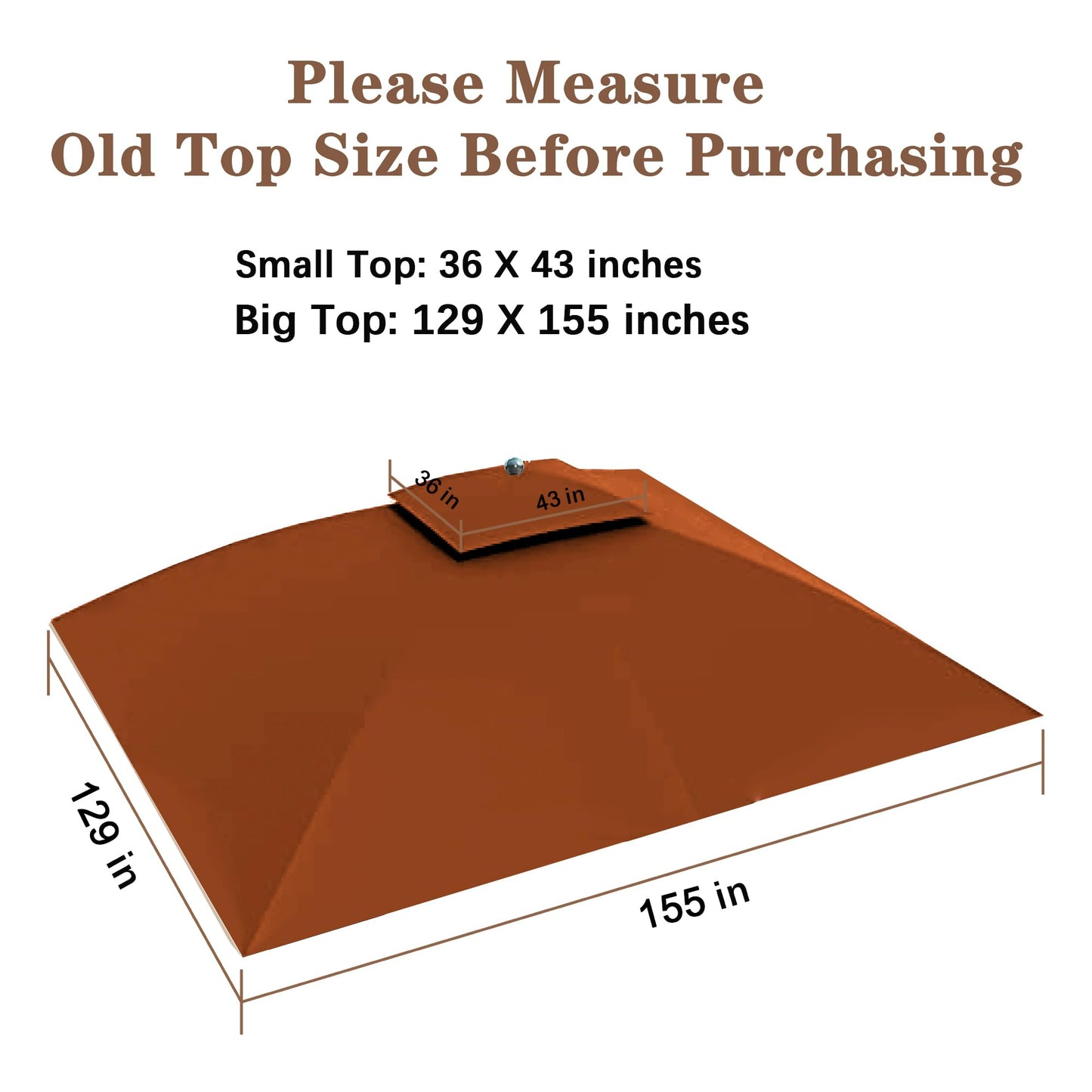 SCOCANOPY Replacement Top for 10X12Ft Oakmont Gazebo L-GZ1188PST-A,Pinehurst L-GZ1188PST,South Hampton Gazebo L-GZ659PST(Rust Red)