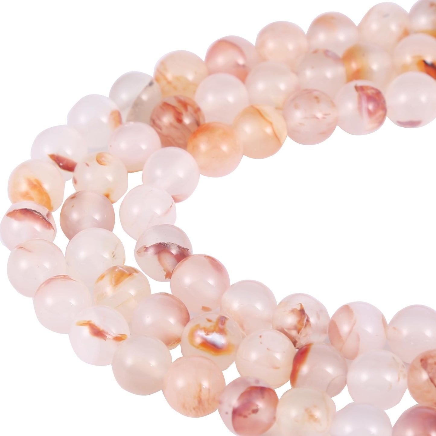 Natural 8mm Red Grass Flower Agate Gemstone Beads Energy Healing Crystal Round Loose Stone Beads for Jewelry Making DIY Bracelets Necklaces