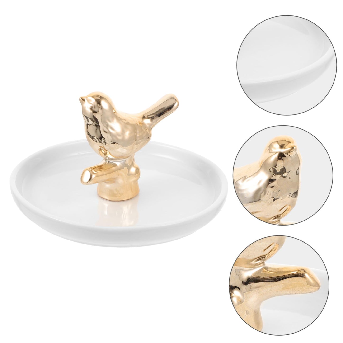 JECOMPRIS Unique Ceramic Jewelry Dish Ring Holder Tray White Tray for Wedding Decor