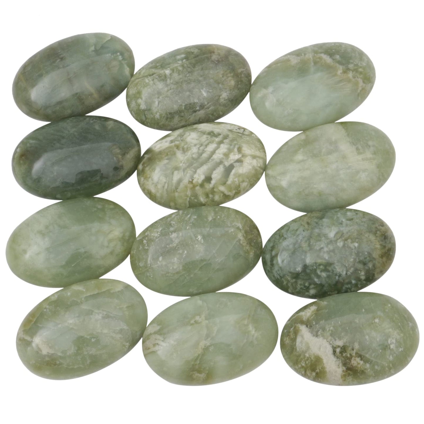 Loveliome Natural New Jade Oval Polished Worry Stones, Healing Crystal Indoor Fountain Stones Massage Energy Anxiety Relief Items