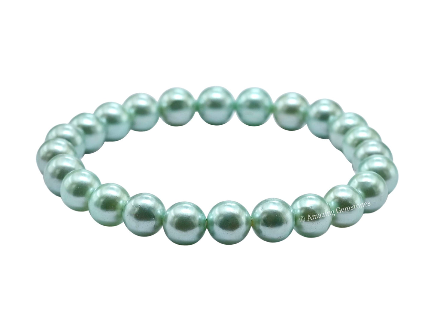 Amazing Gemstone Crystal Bracelet for Women Men's Gifts - Protection Healing Crystal Bracelet - 8mm Gemstone Beaded Stretchable Bracelet Pulseras Para Hombres Mujer Stocking Stuffers Mothers Day Gift (Pistachio Pearl)