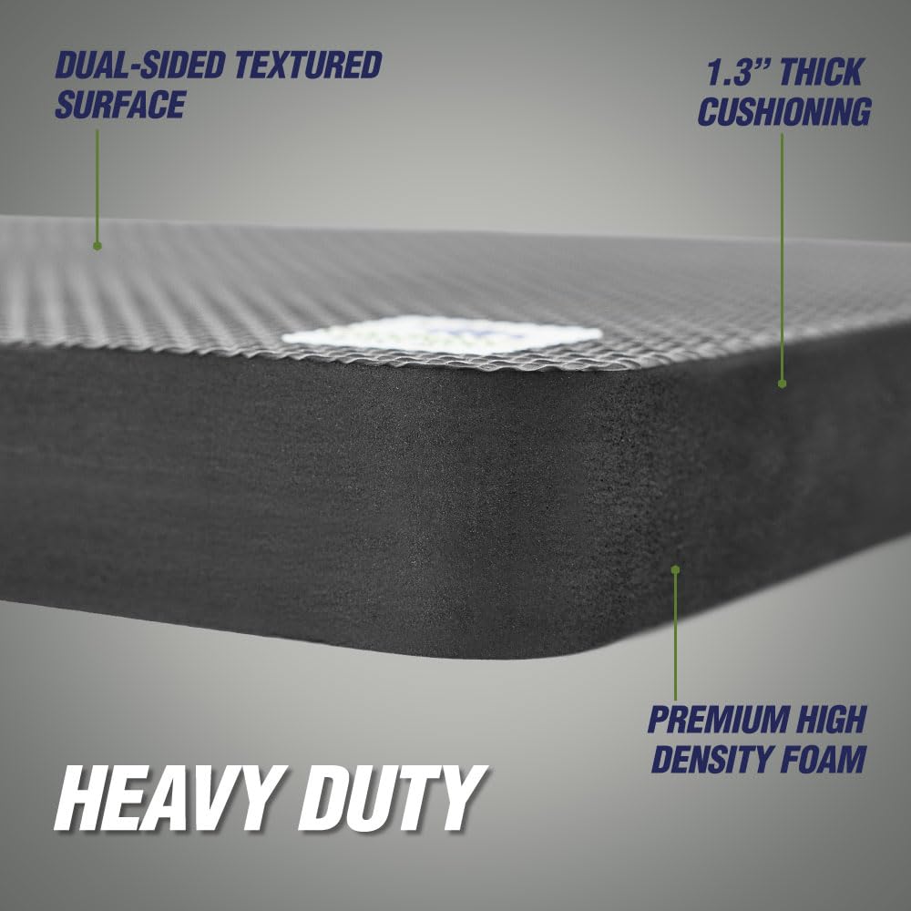 RUGGED RHINO Heavy Duty Patent Pending Kneeling Pad, Shock Absorbent Thick Knee Pads, Holds Up to 300 lbs, Protect Knees from Hard Concrete Surfaces, For Mechanics, Yard Gardening, Gym, Onyx Black