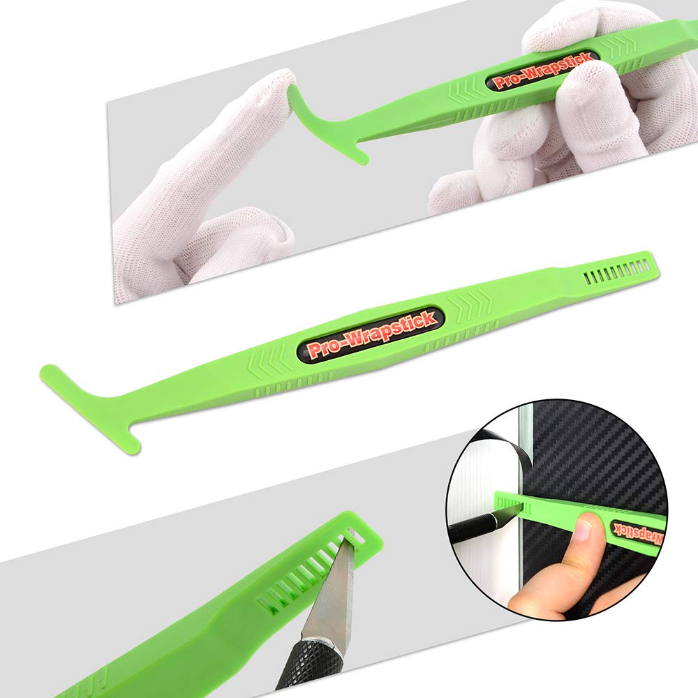 Pro Vinyl Wraps Applicator Tool Kit Window Tint Film Car Wrapping Tools Includes Felt Squeegees, Plastic Scraper, Wrap Knife and Blades, Magnetic Holders, Cleaning Cloth, Gloves and Finger Sleeve
