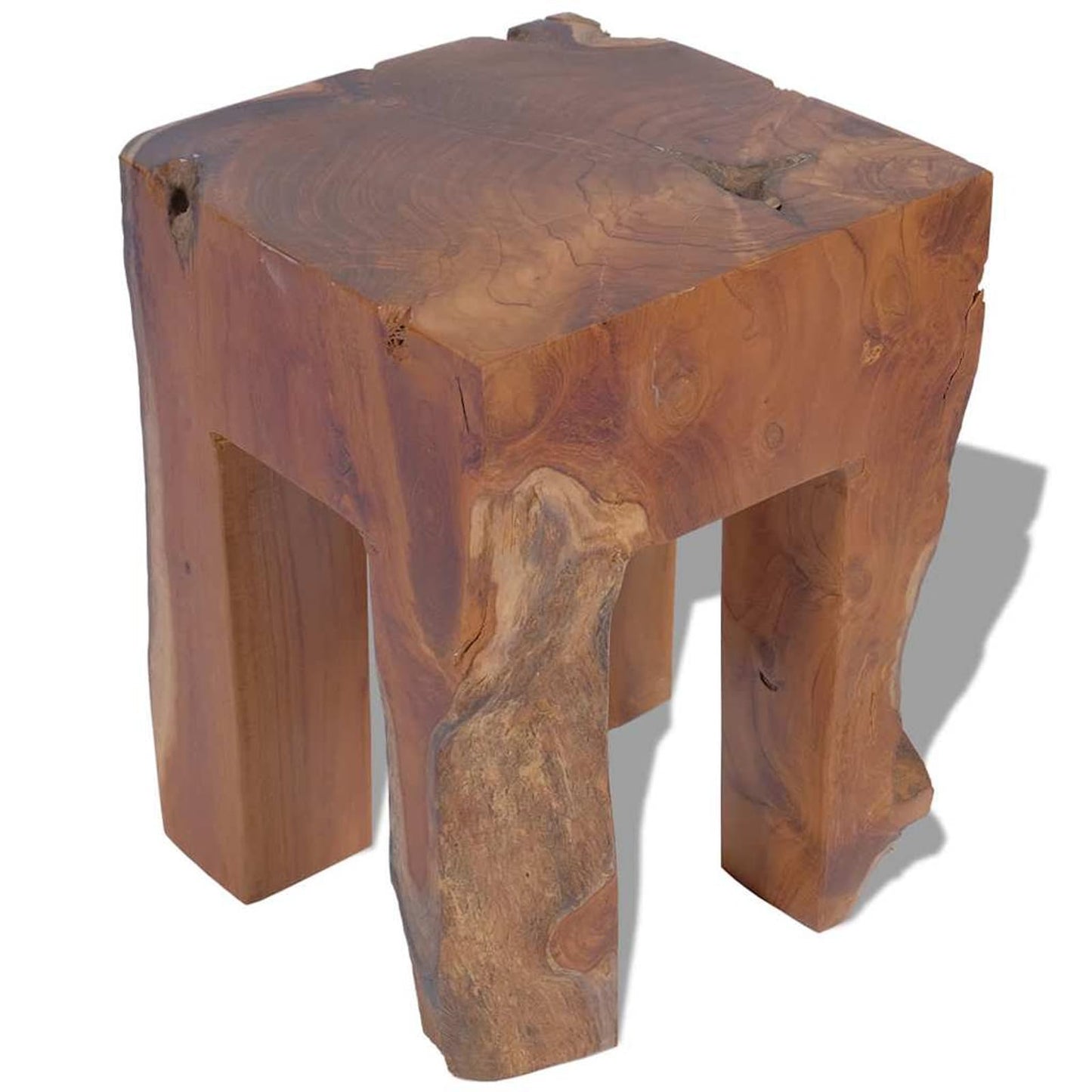 Gecheer Teak Wooden Rustic Stool Handmade for Home Decoration 30 x 30 x 40 cm