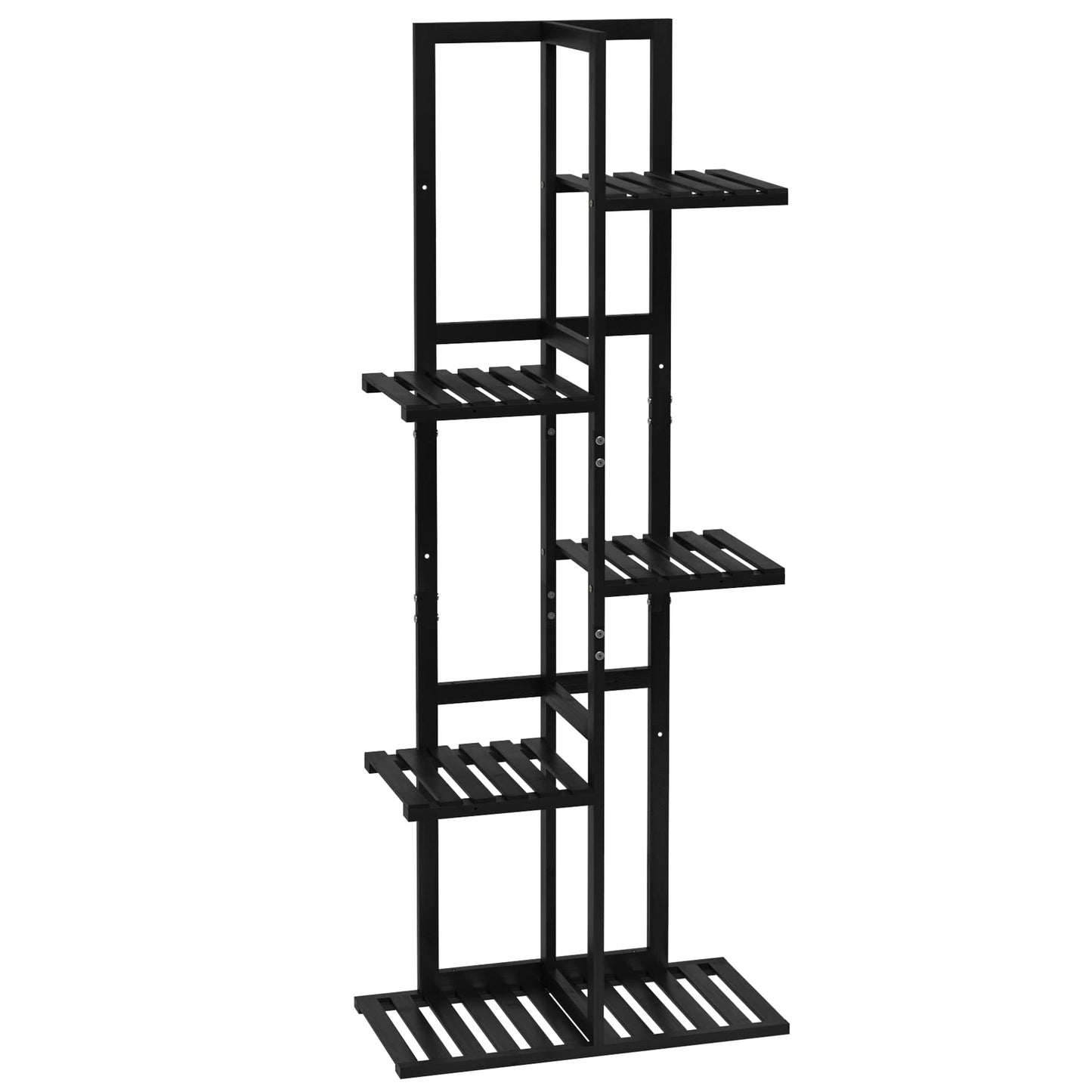 Laiensia 5 Tier Bamboo Plant Stand Rack 6 Potted Multiple Flower Pot Holder Shelf, Indoor&Outdoor Planter Display Shelves for Patio Garden, Living Room, Corner Balcony and Bedroom,Black