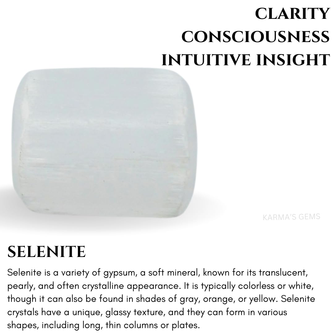 Karma Gems Selenite Tumbled Stones Natural Crystal Kit for Reiki Healing Crystal Polished, Tumble Stones, Chakra Balancing, Reiki Gift, Home Decor (15-25 MM)