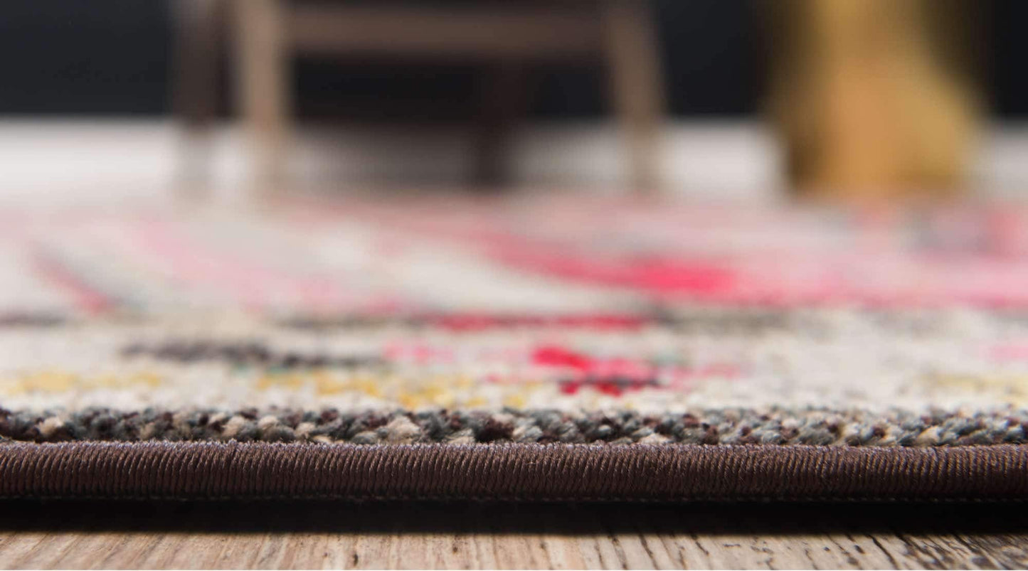 Unique Loom Sedona Collection Southwestern, Geometric, Border, Over-Dyed, Modern, Tribal, Abstract Area Rug (5' 0 x 8' 0 Rectangular, Multi/Beige)