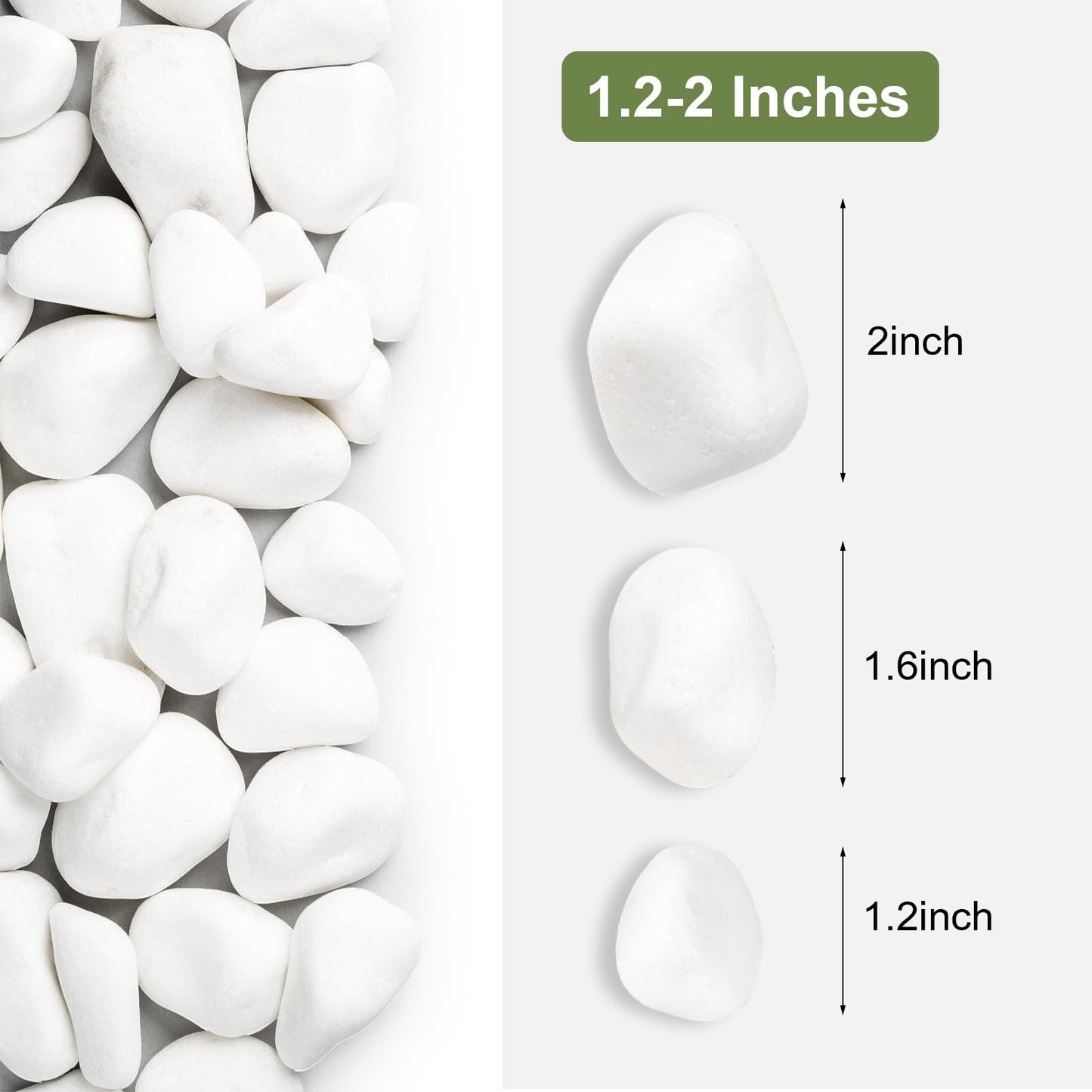 SIDONG 5 lbs White River Rocks, 1.2-2 Inches Pebbles for Indoor Plants, Aquarium Rocks Used in Fish Tank, Decorative Stones for Plants, Vases, Home Décor, Crafting, Garden Landscaping