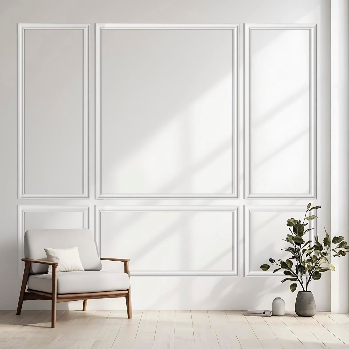 3 Set Peel and Stick Wall Molding Kit,Premade Self Adhesive Wainscoting Panels,Ready to Assemble Accent Molding Trim for Interior Wall Moulding Decor (24x60in)