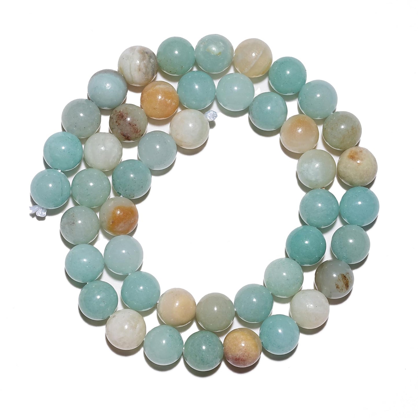 10mm Natural Colorful Amazonite Gemstone Beads Polished Round Smooth Stone Beads for Bracelets Jewelry Making 15inch Loose Beads