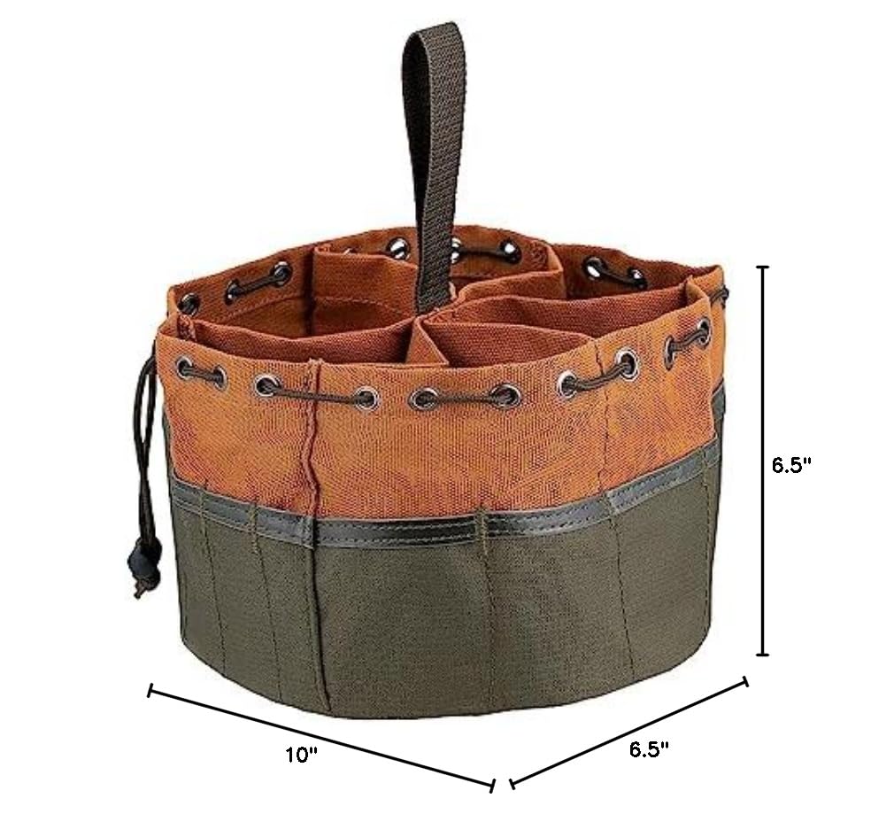 BucketBoss 25001 Canvas Organizer Parachute Bag with 19 Pockets for Nails,Screws, and Bolts in Brown
