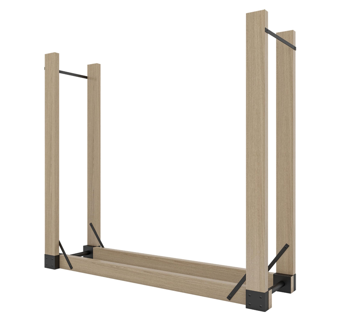Fire Beauty Firewood Log Storage Rack 2-Pack Bracket Kit, Heavy Duty Adjustable Length,Triangular Stabilizer