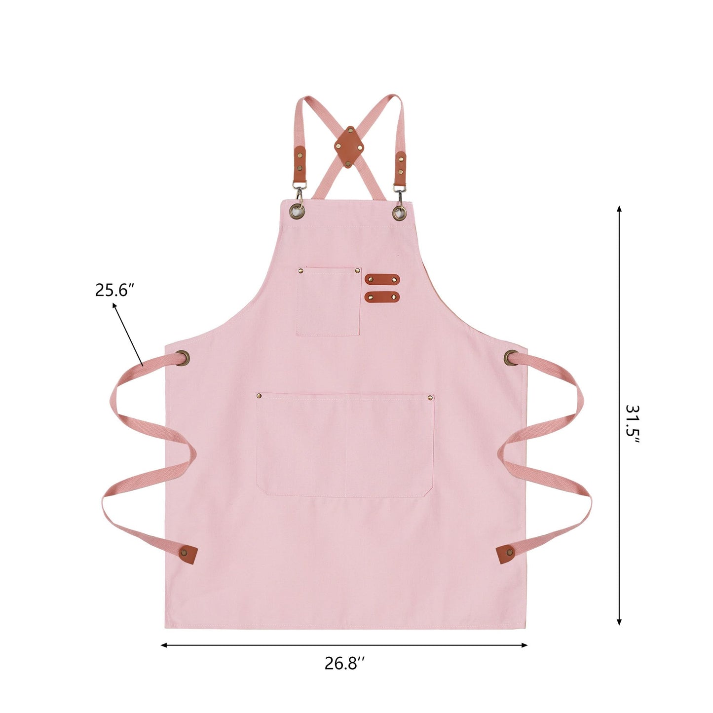ARBINSON Chef Aprons for Men Canvas Apron with Large Pockets and Adjustable Neck Strap for Cooking, BBQ, Gardening (Pink)