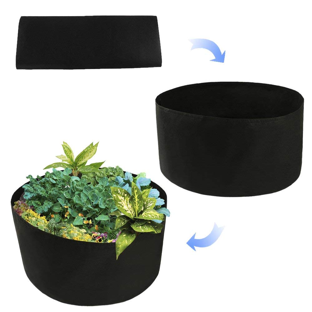 Xnferty 150 Gallons Extra Large Round Raised Garden Bed, Deep Soil Diameter 46"/ Height 22" Planting Container Grow Bags Durable Felt Fabric Planter Pot for Plants,Vegetables,Flowers (Black)