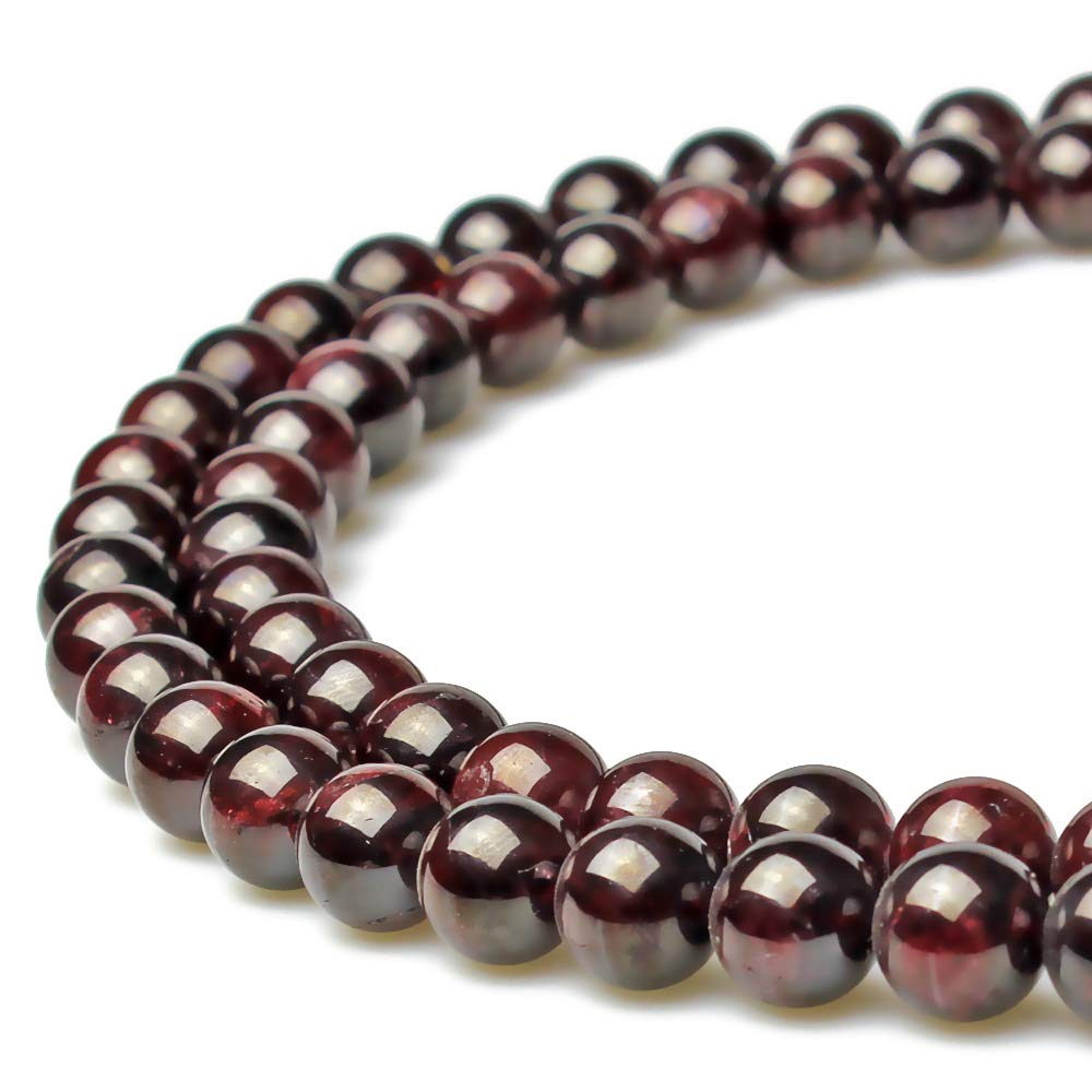 MJDCB Natural Stone Beads Garnet Round Loose Beads for Jewelry Making DIY Bracelet Necklace (10mm)