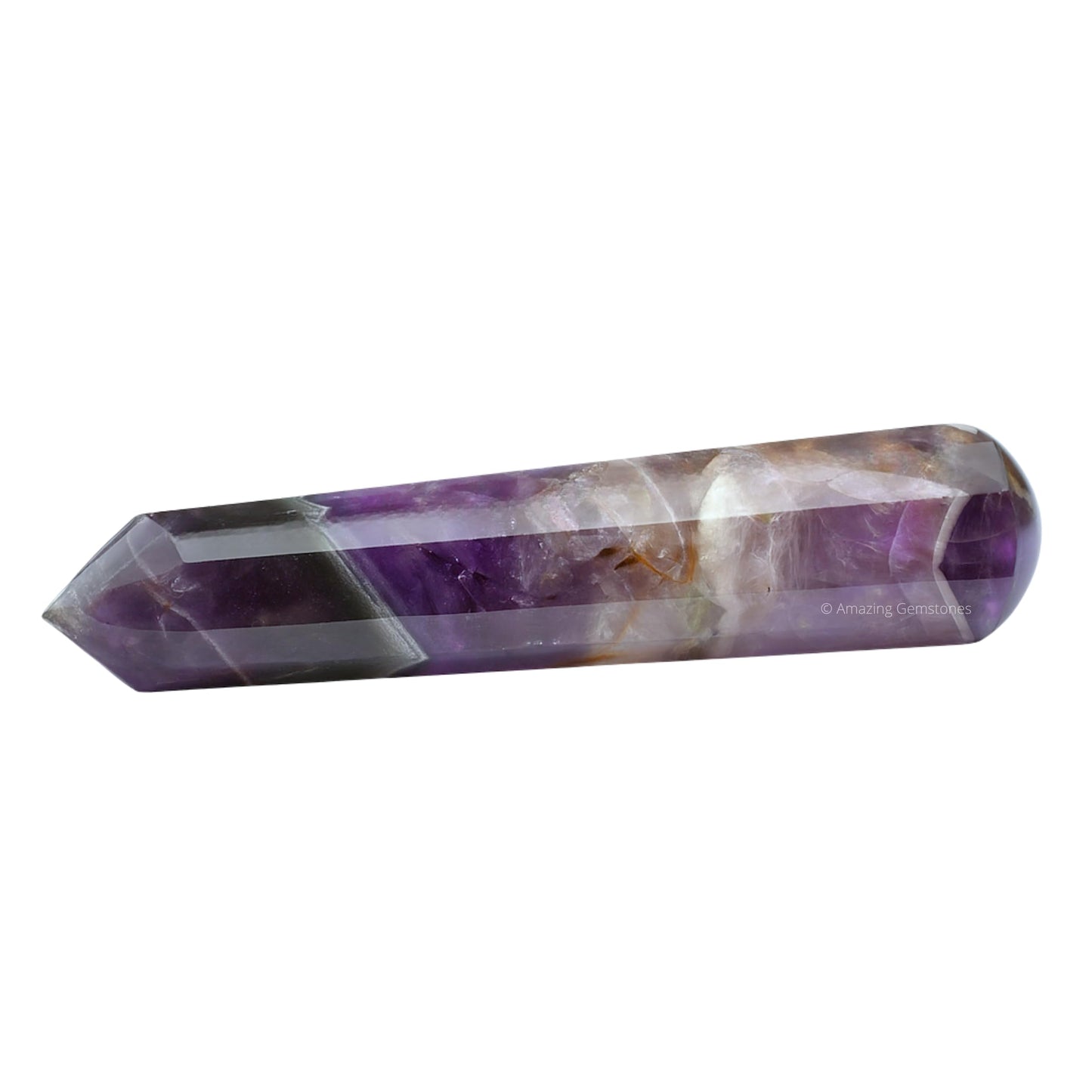 Amethyst Chevron Crystal Wand Massage Stick - Pelvic Wand Gua Sha for Adults - Crystals and Healing Stones Massage Wands for Adults Gifts (Pointed)