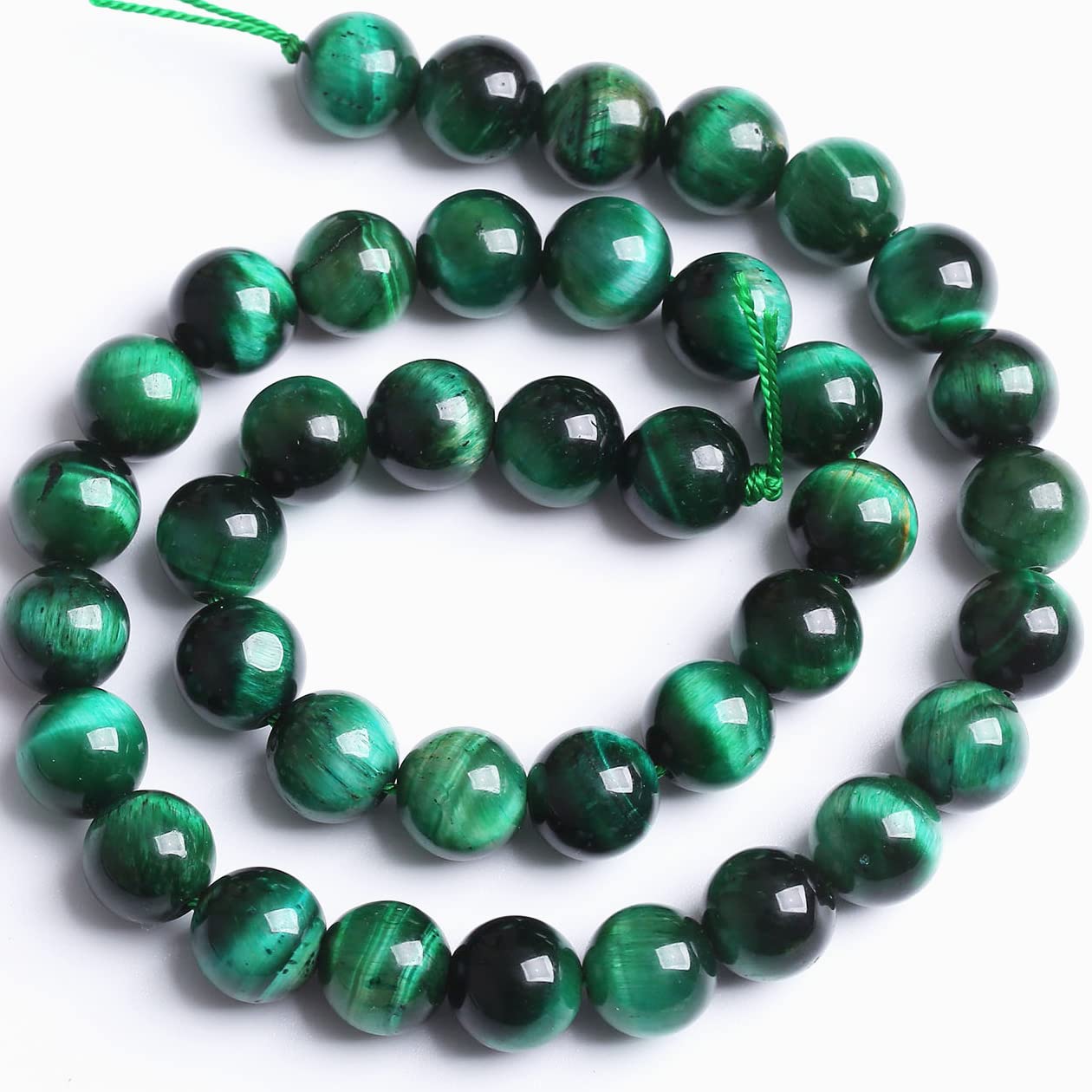 45PCS 8MM AAA Green Tiger Eye Stone Beads Natural Gemstone Bead Crystal Healing Energy Jewelry Making DIY 15 inches