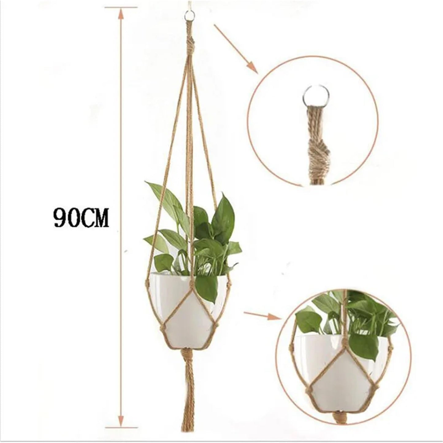 Xuvwbac Garden Hanging Planter Macrame Plant Storage Basket Jute Rope Woven Indoor Outdoor Flower Pot Holder(Color2)